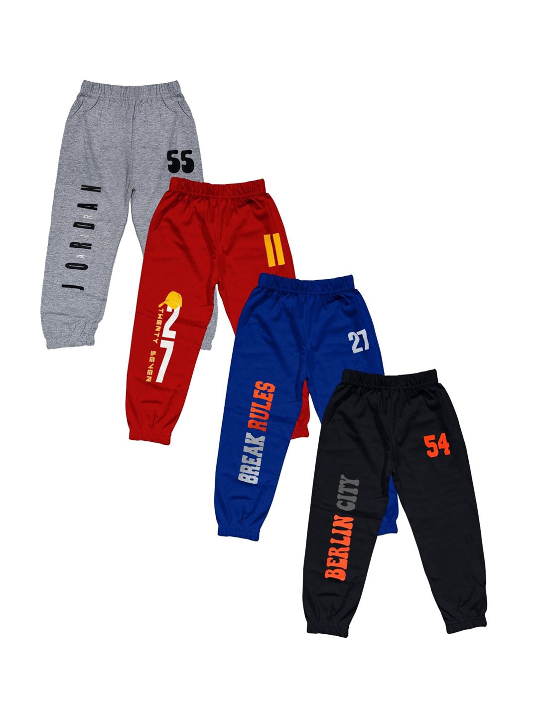 BAESD Kids Pack Of 4 Printed Pure Cotton Joggers-picture-20