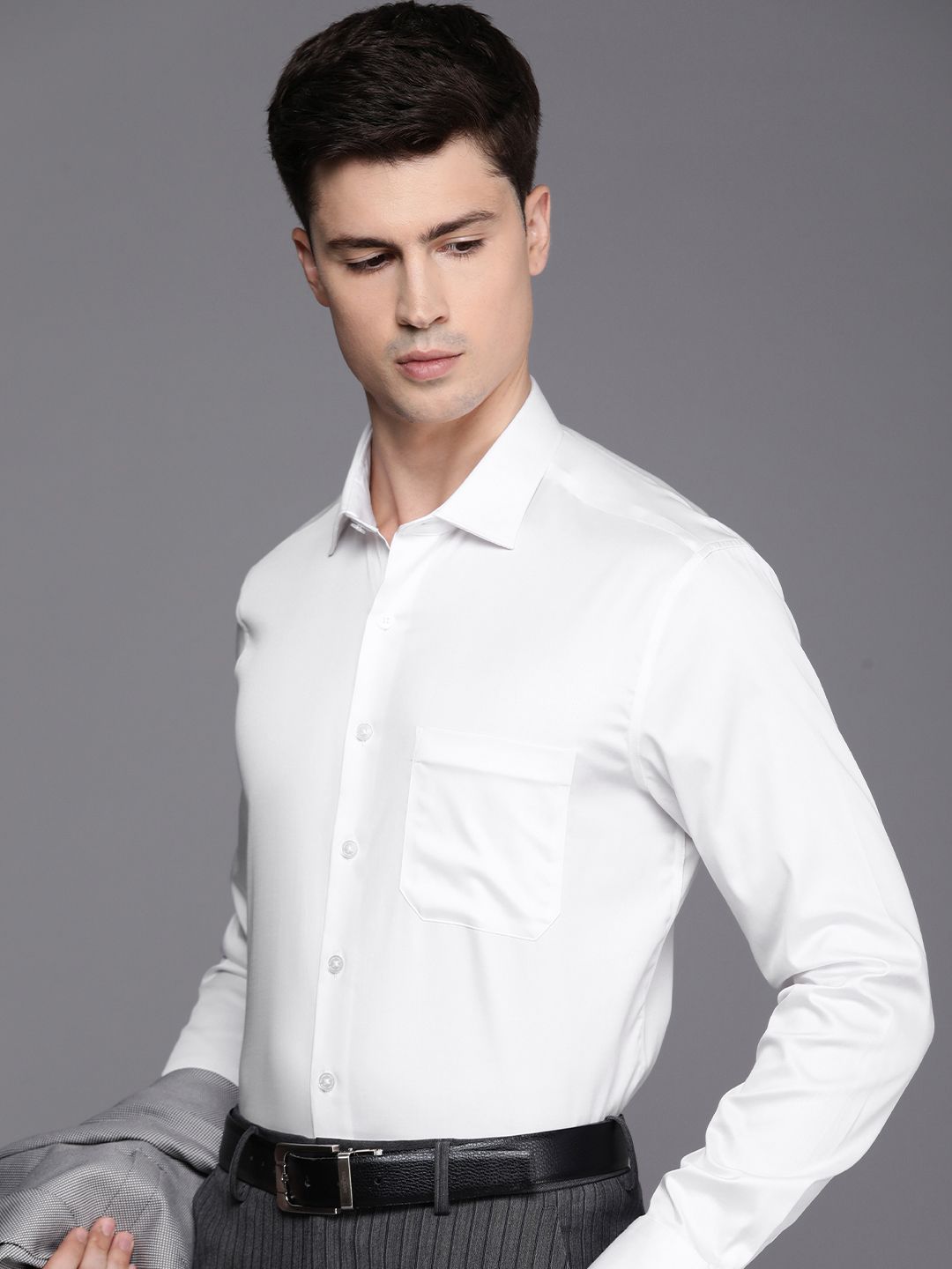 Louis Philippe Solid Slim Fit Opaque Formal Shirt