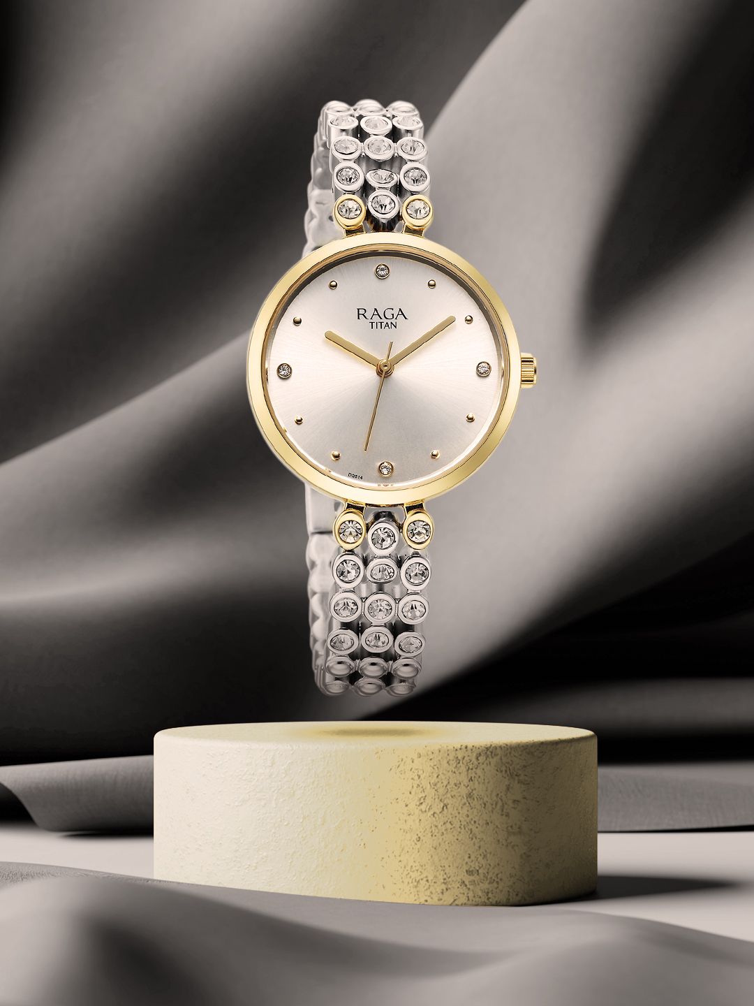 Titan Raga Women Show Stopper Embellished Bracelet Analogue Watch 95262BM01