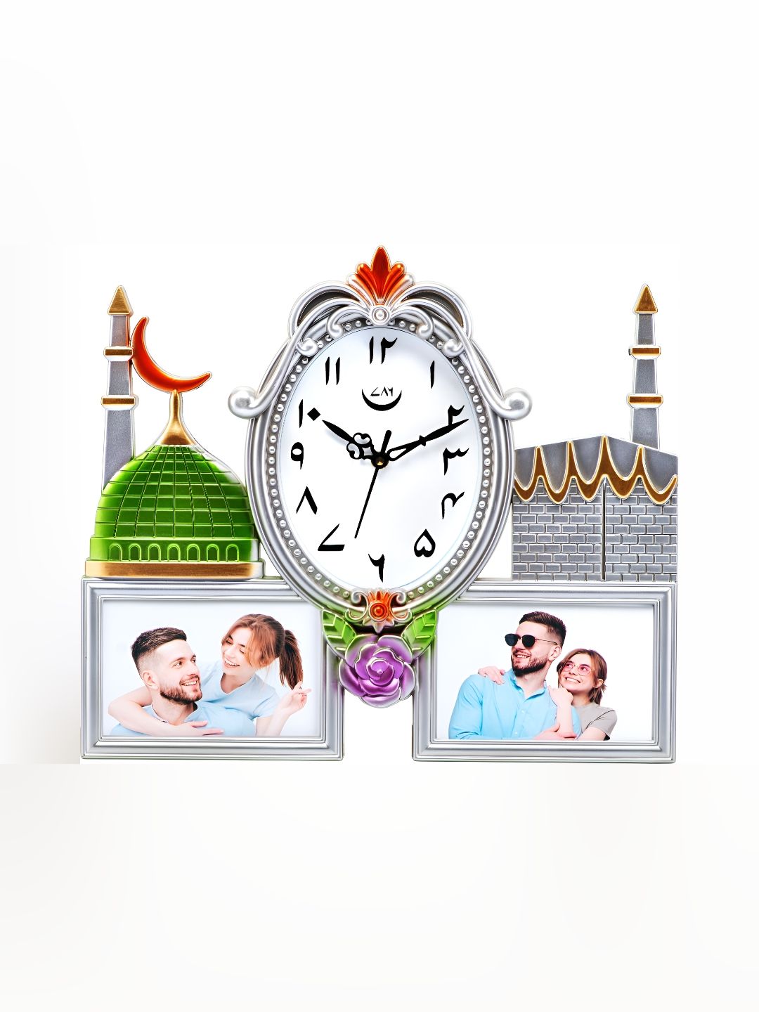 Attractionz Silver-Toned Textured Oval Shaped Contemporary Wall Clock-picture-22