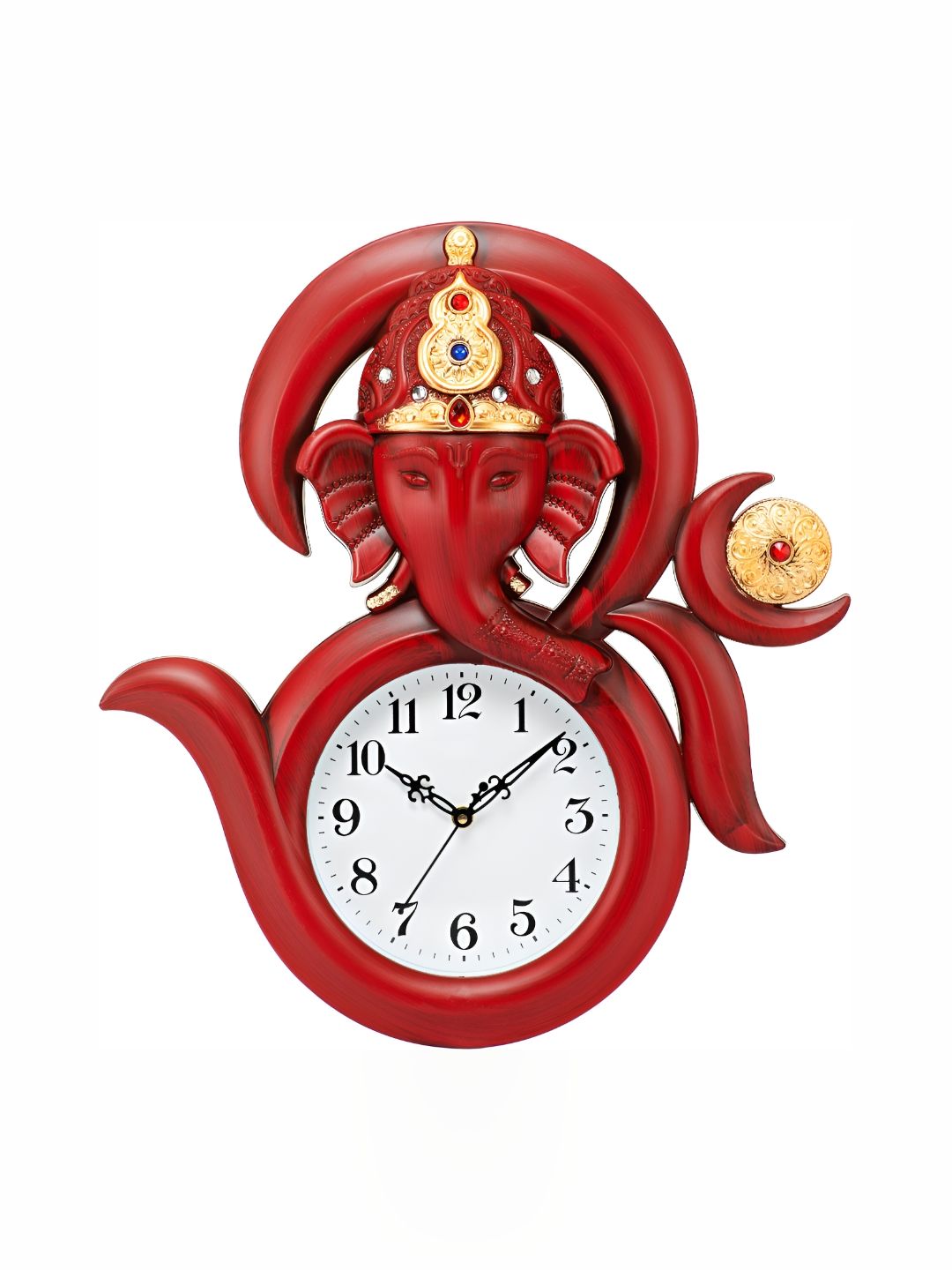 Attractionz Red Round Shape Textured Analogue Traditional Wall Clock-picture-30