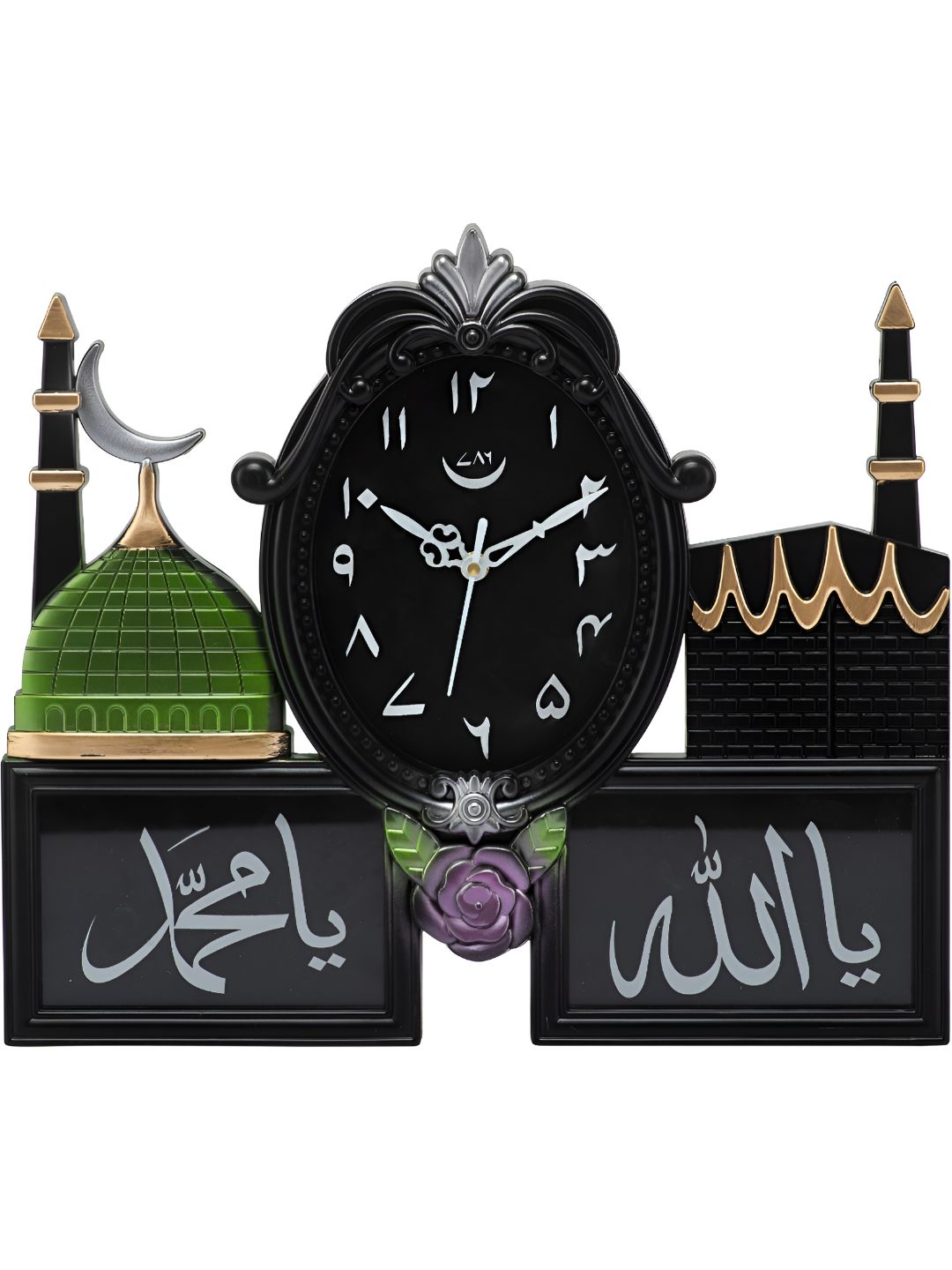 Attractionz Black Oval Shape Textured Analogue Contemporary Wall Clock-picture-35