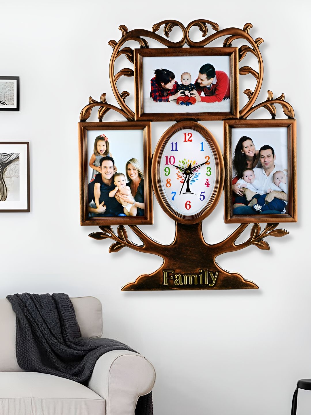 Attractionz Brown & Gold-Toned Oval Textured Analogue Contemporary Wall Clock-picture-19