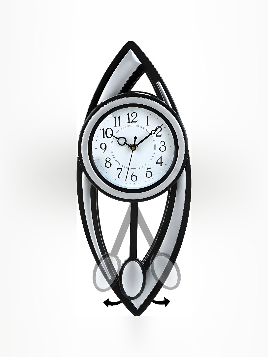 Attractionz Gold-Toned Round Textured Analogue Pendulum Contemporary Wall Clock-picture-14