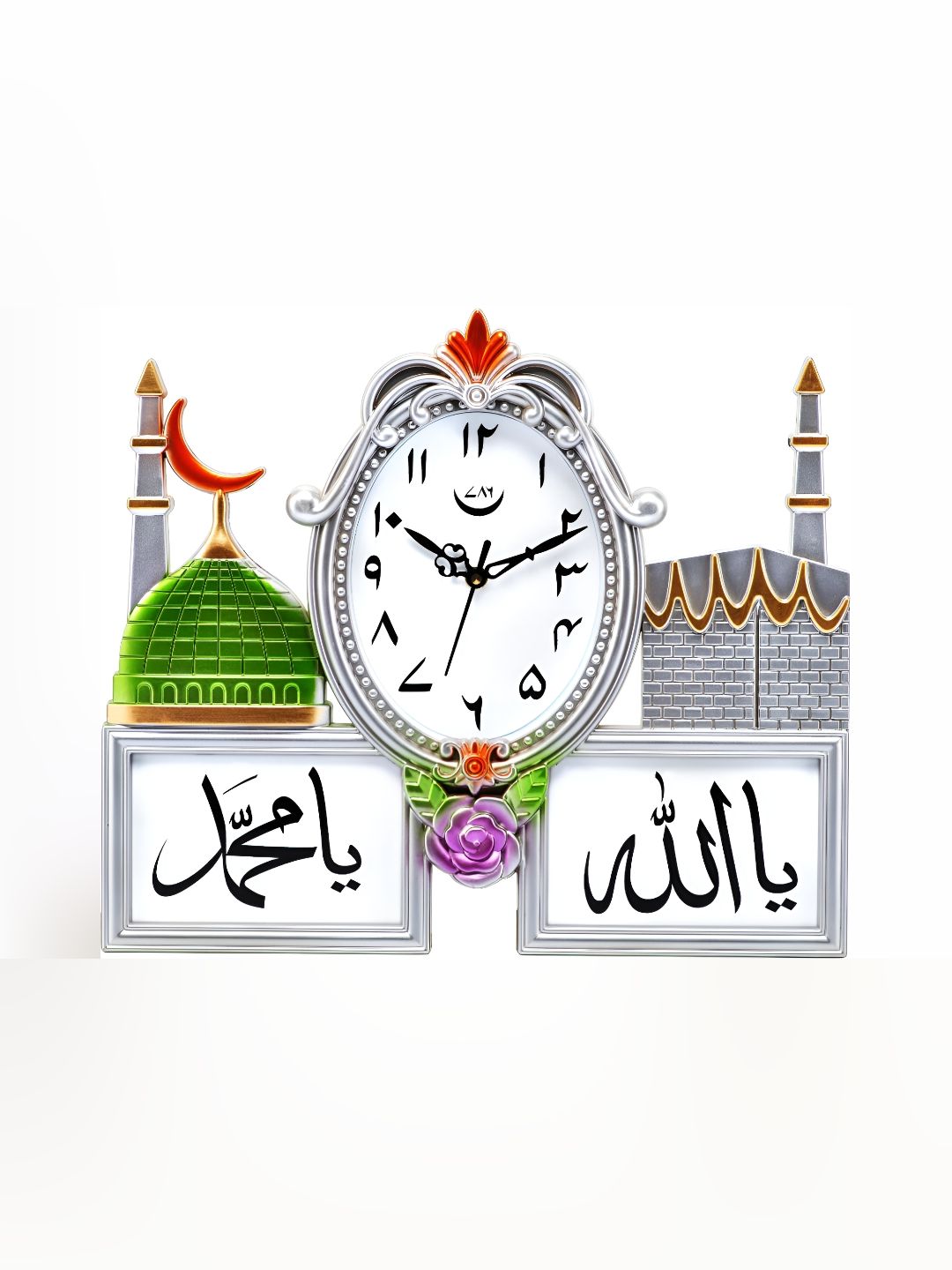 Attractionz Silver-Toned & White Textured Oval Shaped Contemporary Wall Clock-picture-29