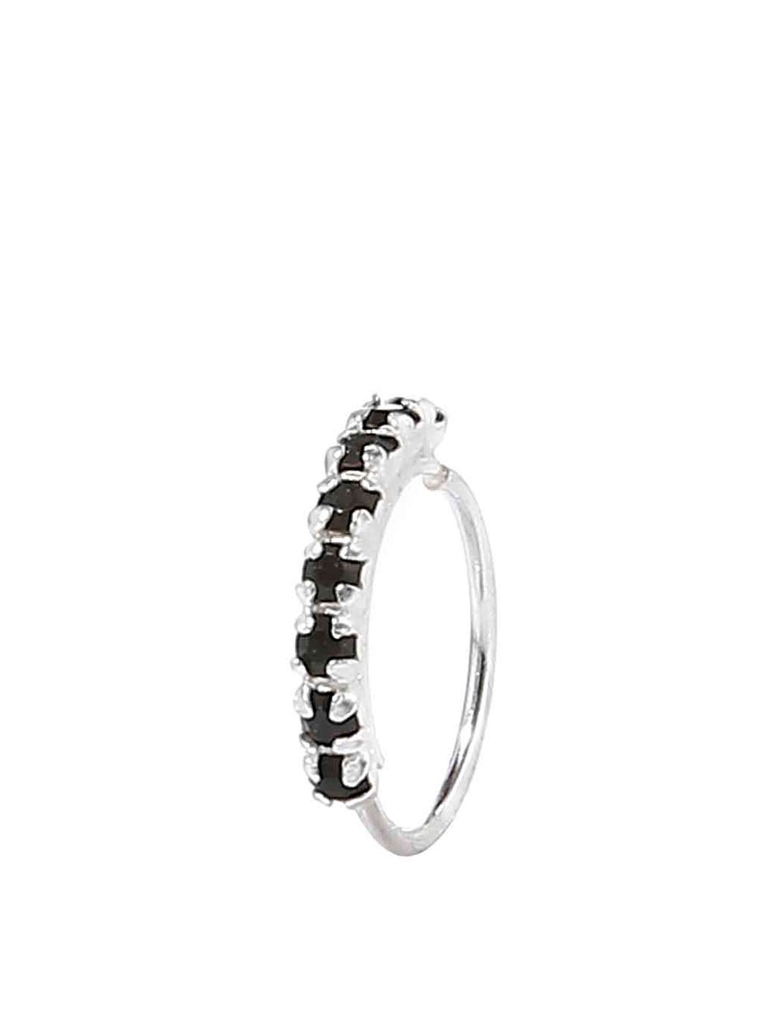 Abhooshan 92.5 Sterling Silver Cubic Zirconia Studded Ring Nosepin-picture-12
