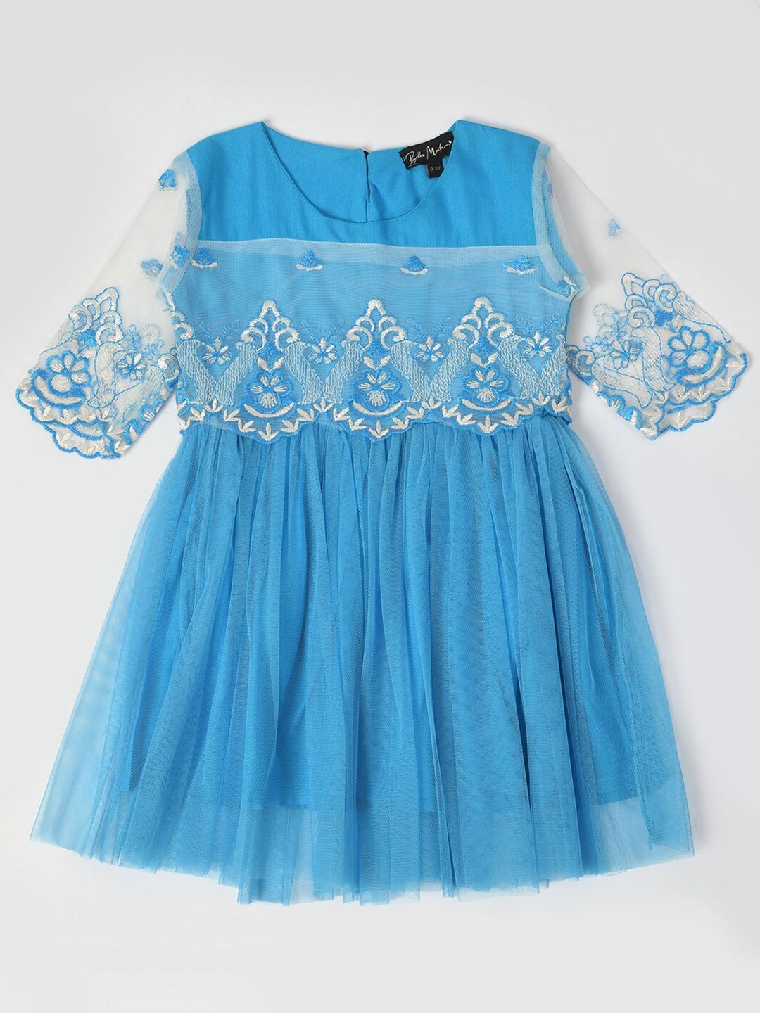 Bella Moda Girls Floral Embroidered Fit & Flare Dress-picture-10