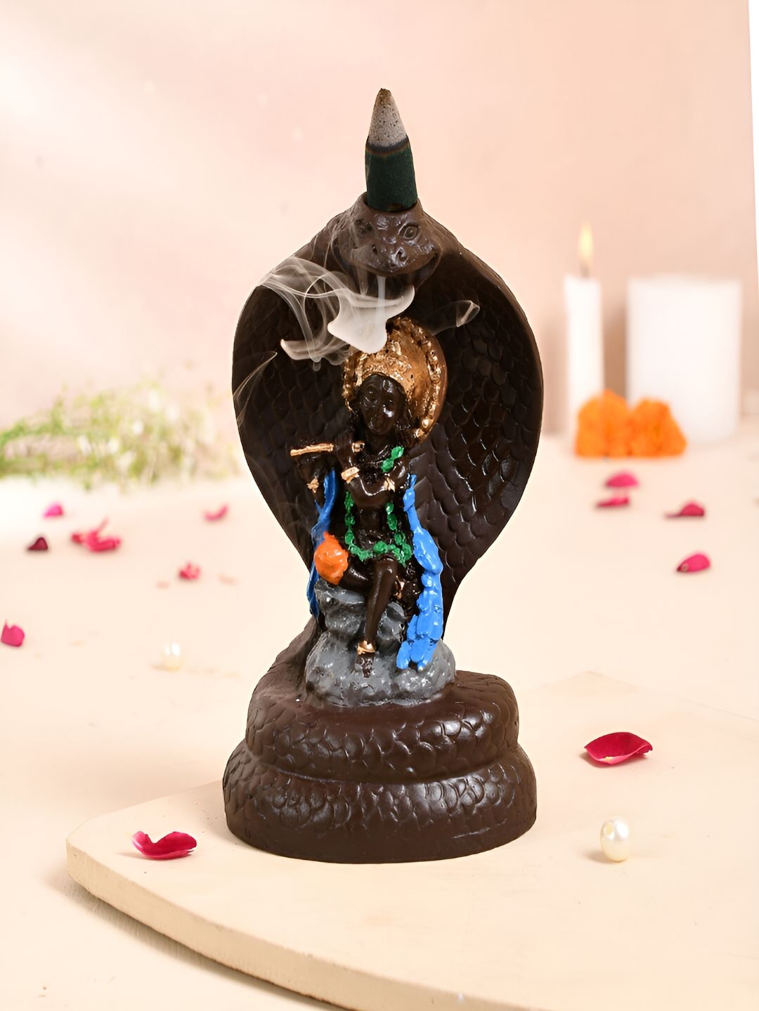 CRAFTAM Black Radha Krishna Smoke Backflow Fountain