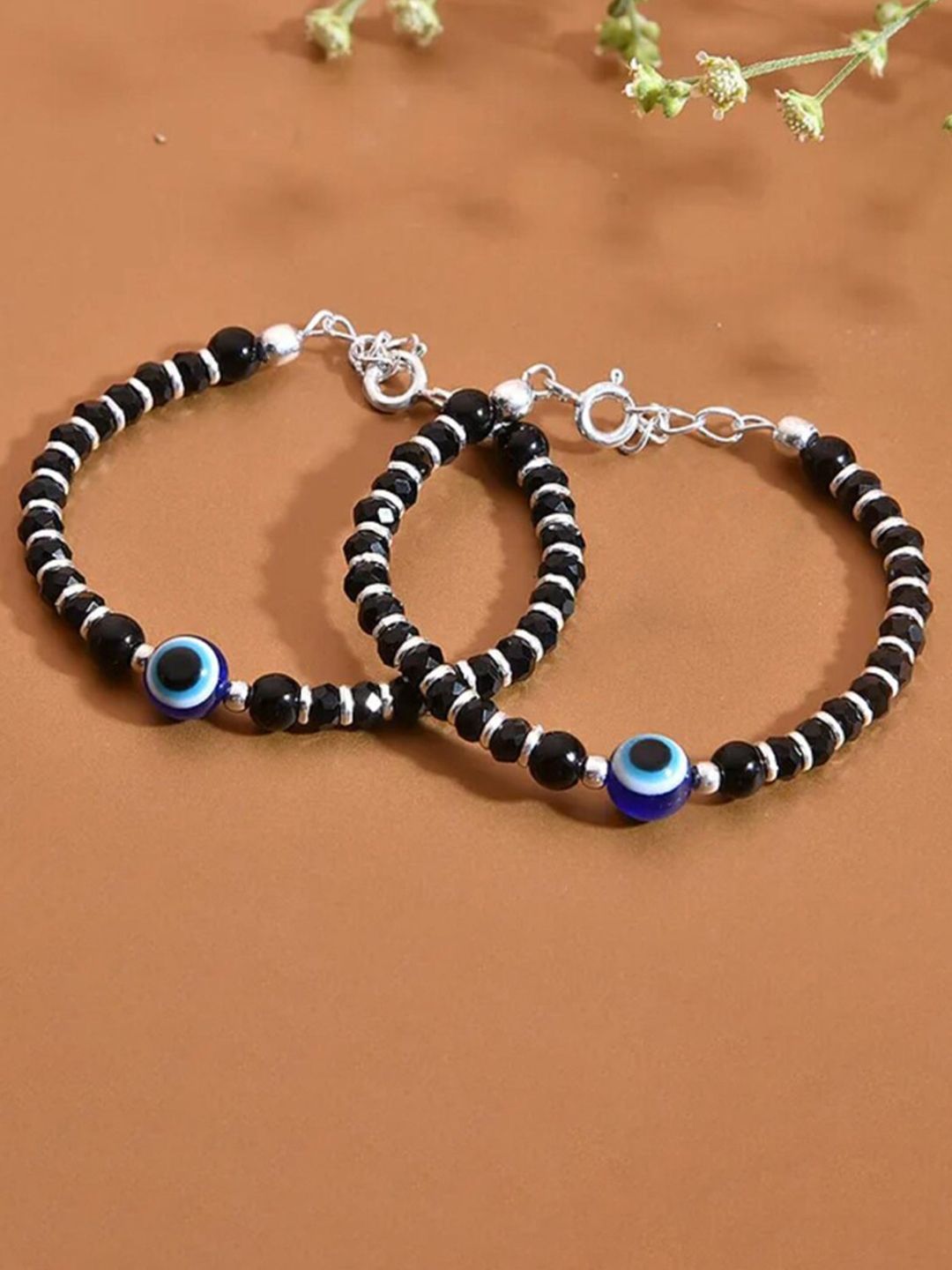 925 SILLER Kids Set Of 2 Sterling Silver Rhodium-Plated Beaded Wraparound Bracelet-picture-29