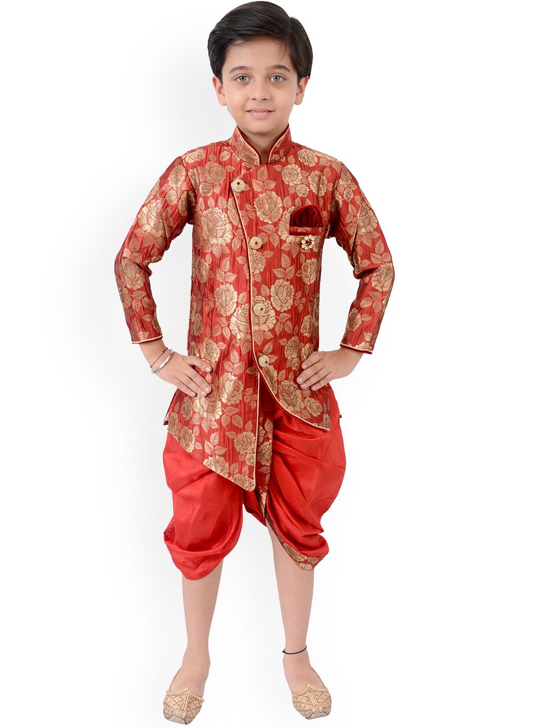 BAESD Boys Floral Woven Design Regular Kurta With Dhoti Pants-picture-27