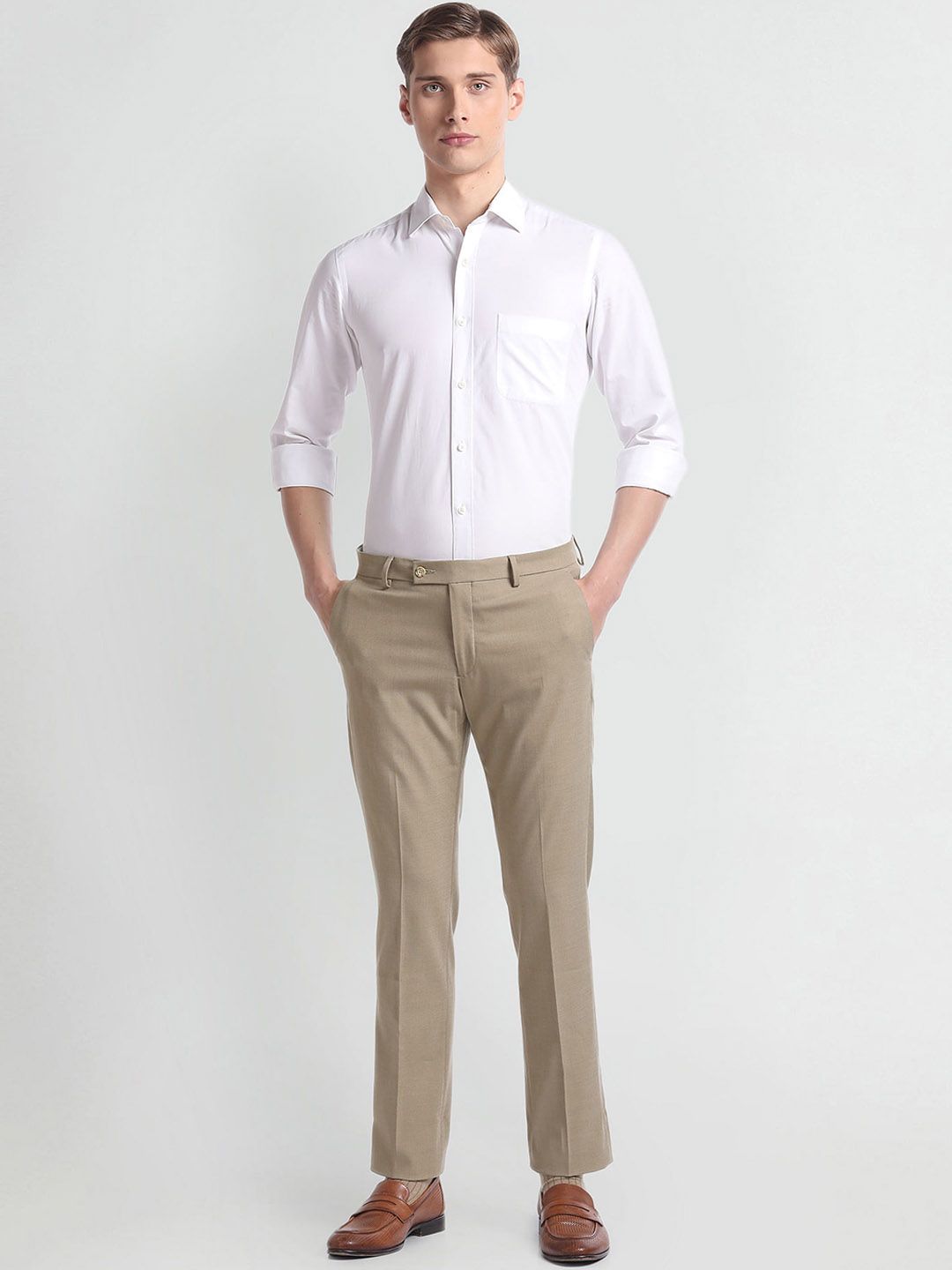 Buy Arrow Men Slim Fit Mid Rise Formal Trouser - Trousers for Men ...