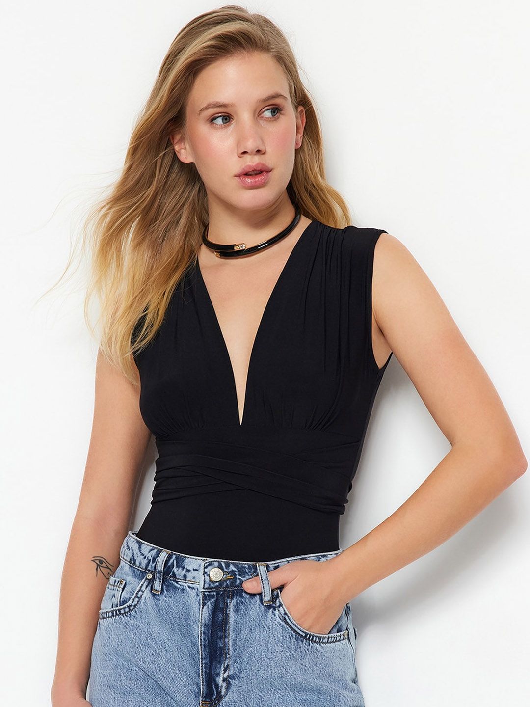 Trendyol Women V-Neck Bodysuit-picture-57