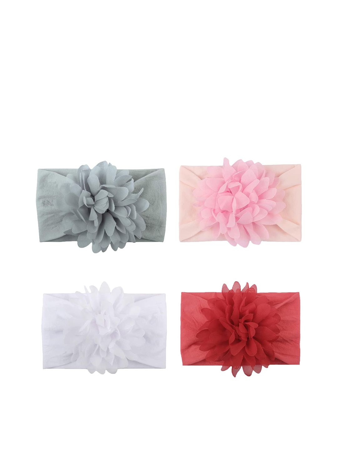 SYGA Infant Girls Set of 4 Stretchable Flower Bow Hairbands-image-16