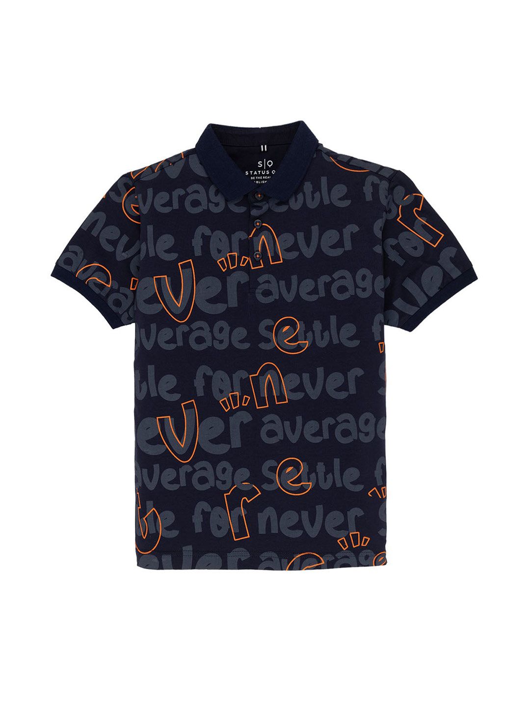 Status Quo Boys Typography Printed Polo Collar Pure CottonT-shirt-picture-11