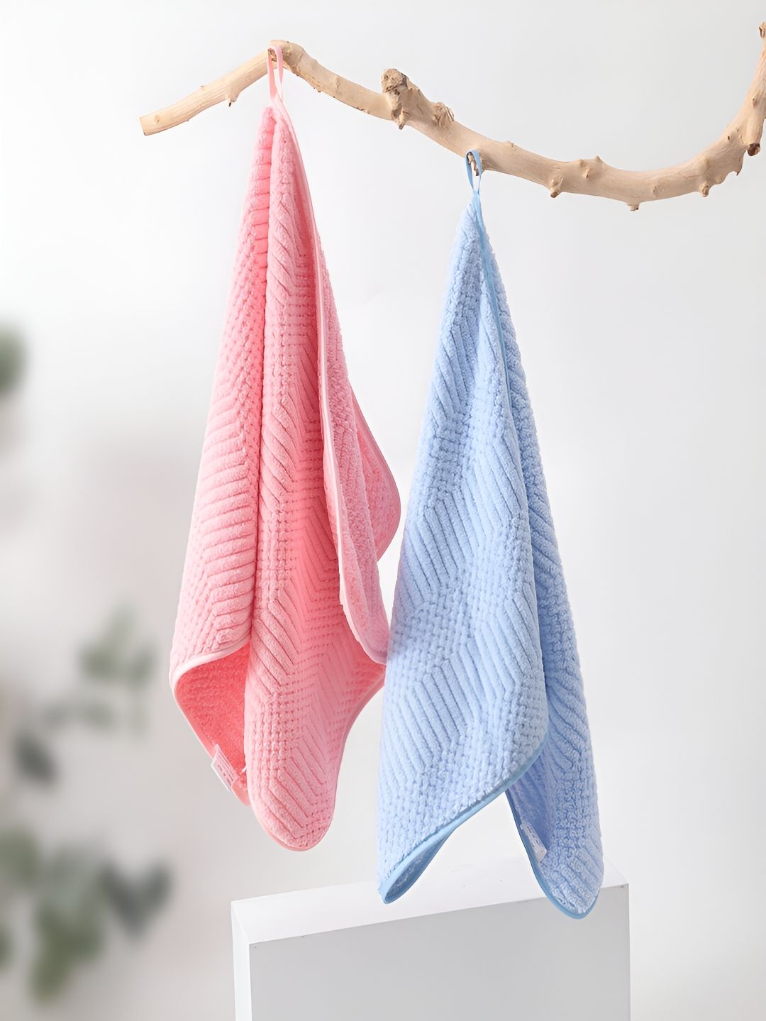Kuber Industries Blue & Pink 2 Pieces Striped 280 GSM Travel Friendly Hand Towels-image-20