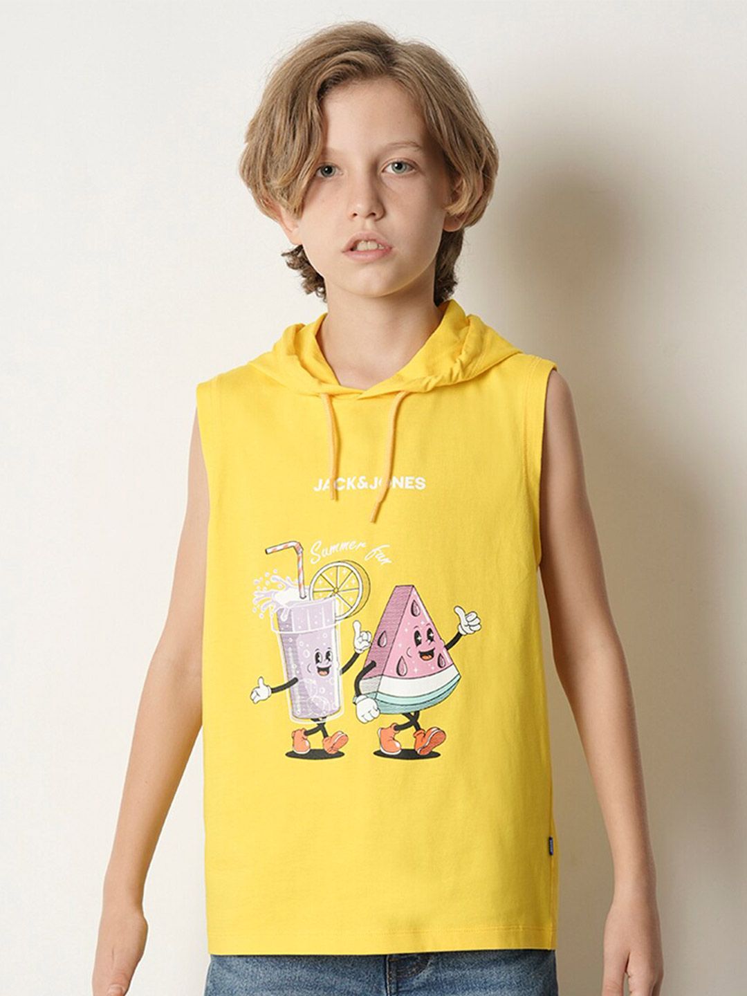 Jack & Jones Junior Boys Graphic Printed Hooded Pure Cotton T-shirt-picture-36