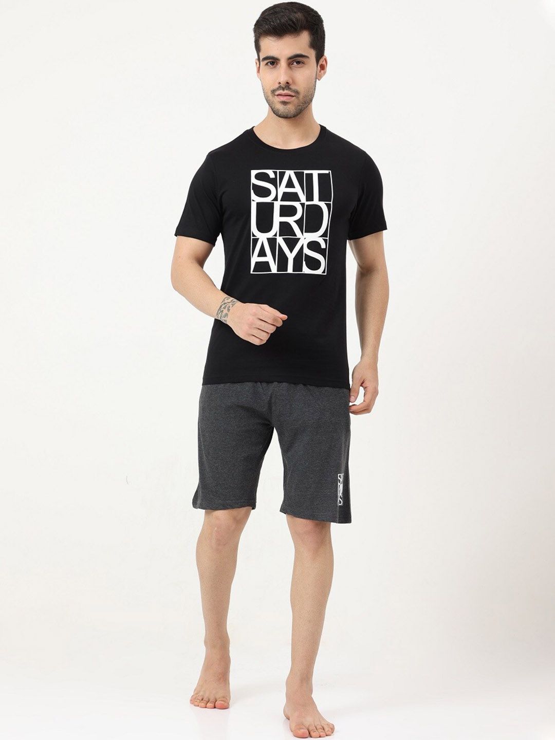 Masculino Latino Typography Printed Pure Cotton Night suit-picture-32