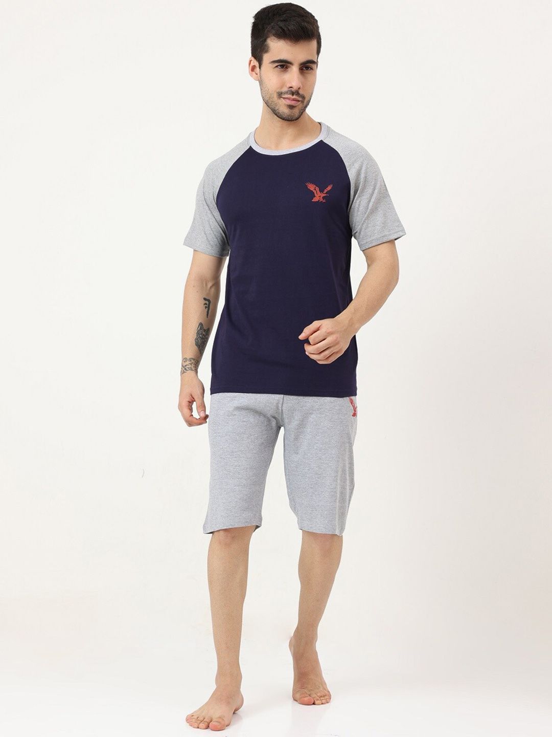 Masculino Latino Colourblocked Pure Cotton Night suit-picture-13