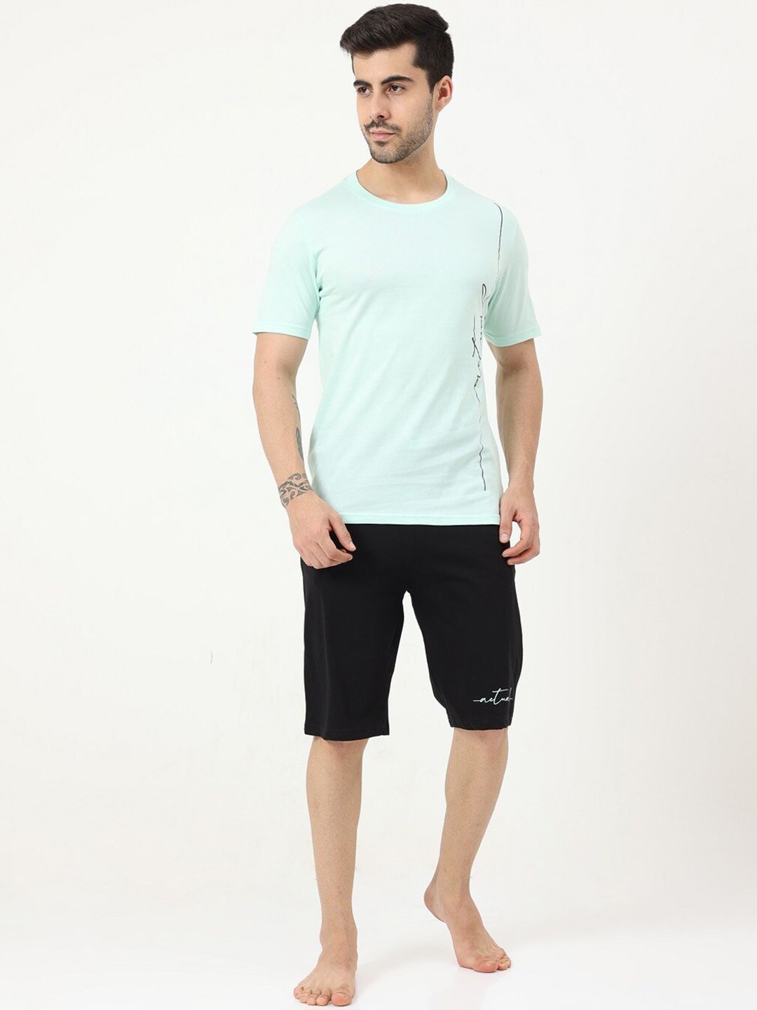 Masculino Latino Typography Printed Pure Cotton Night suit-picture-25