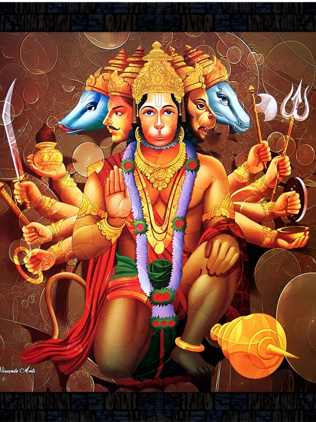 PnF Black & Orange Wooden Religious Painting Wall Art-picture-17