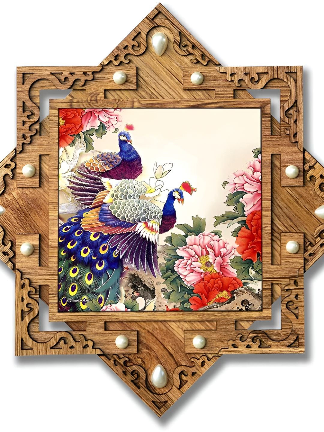 PnF Beige & Blue Birds and Animals Wooden Paintings Wall Art-picture-13