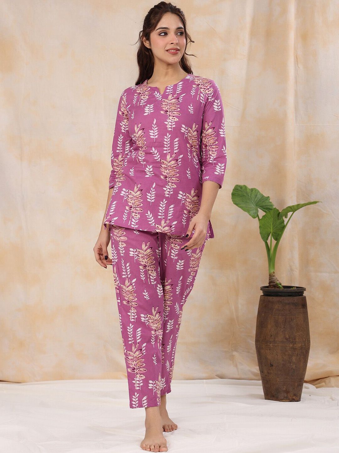 SANSKRUTIHOMES Floral Printed Pure Cotton Night Suit-picture-23