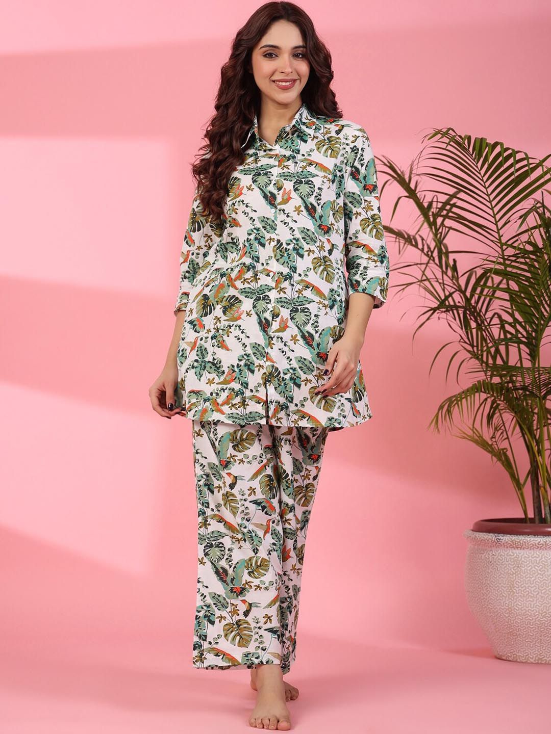 SANSKRUTIHOMES Floral Printed Pure Cotton Night Suit-picture-38