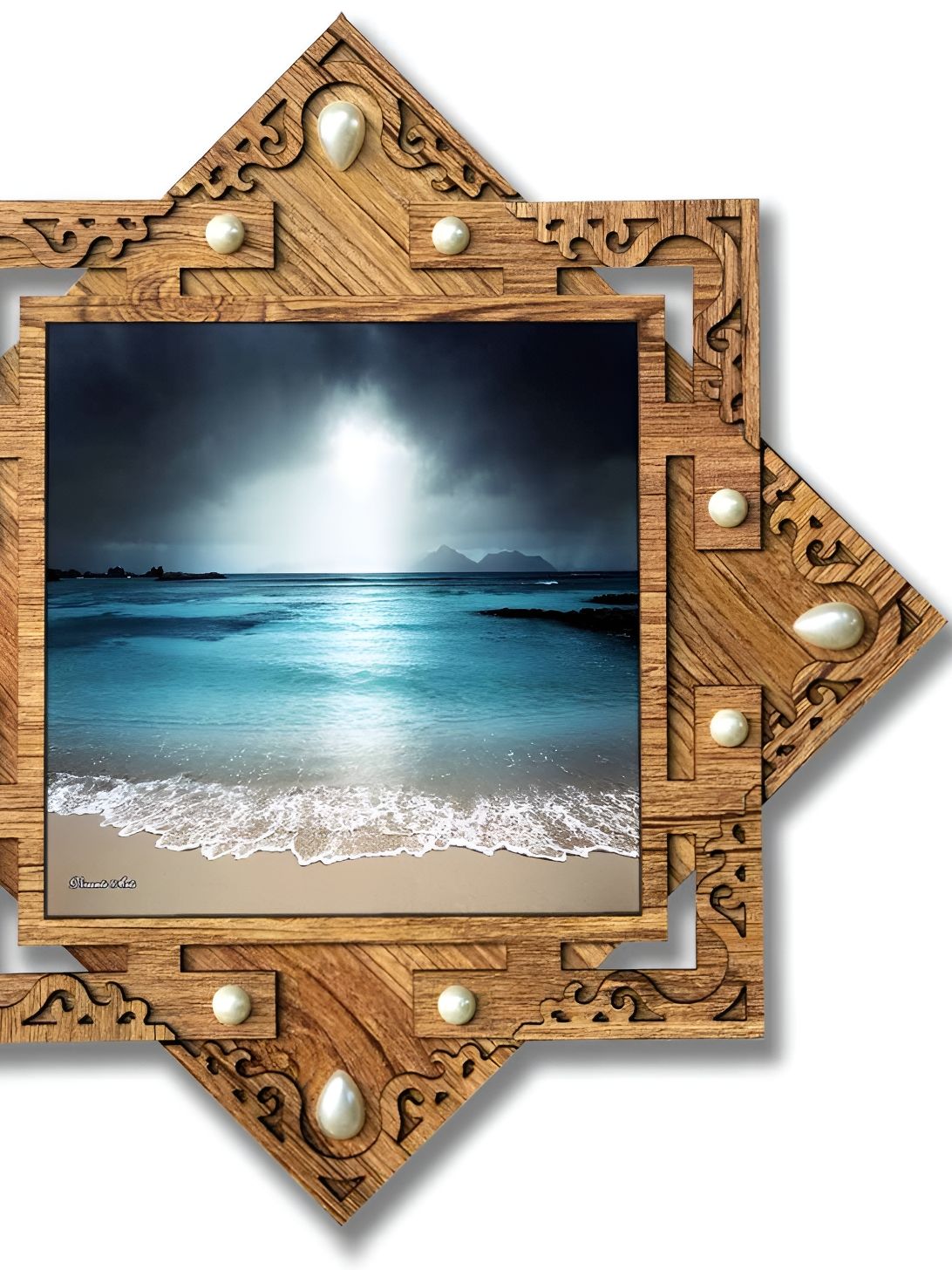 PnF Beige & Blue Wooden Other Wall Art-picture-24