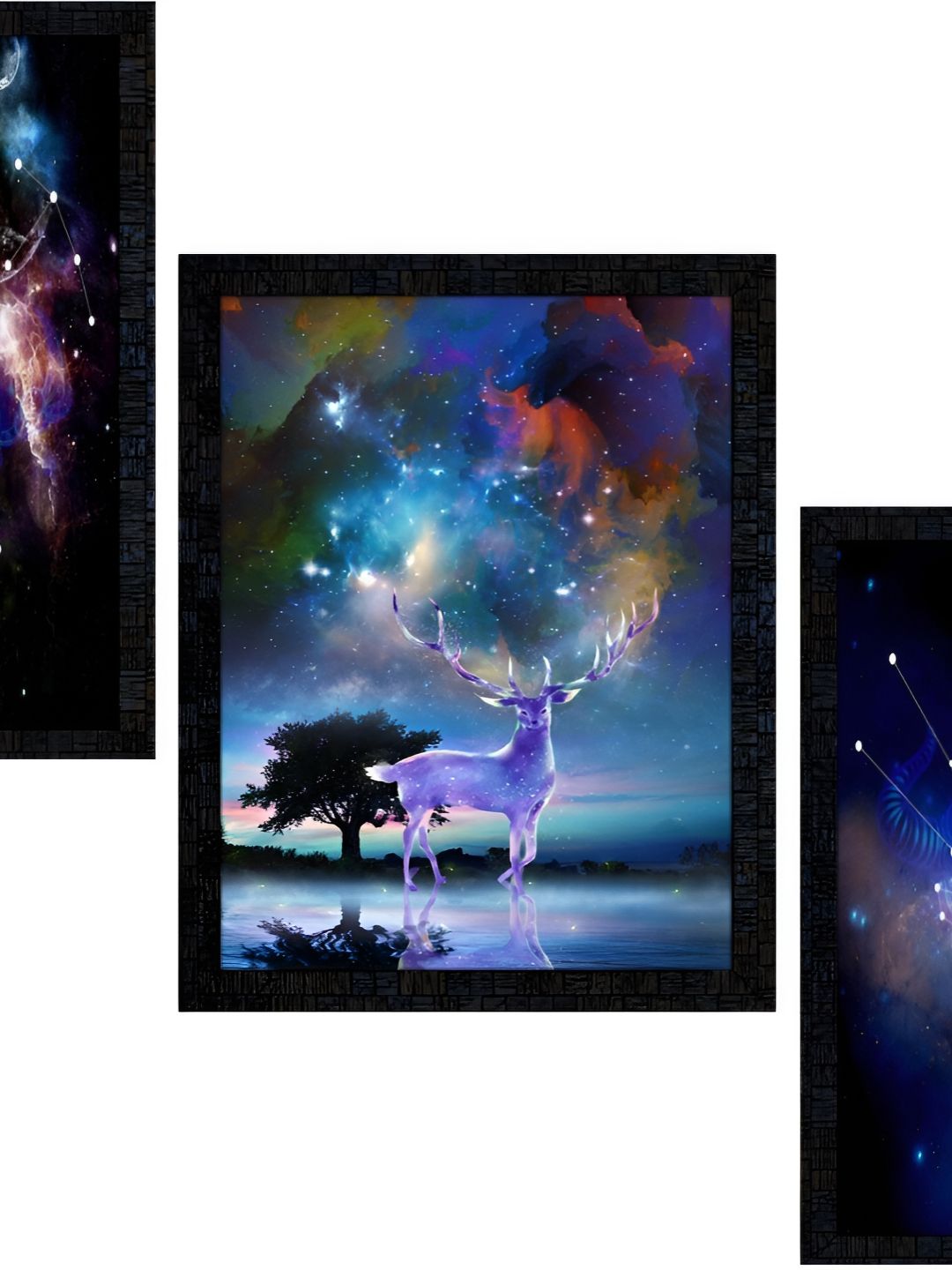 PnF Charcoal & Blue 3 Pieces Birds and Animals Wooden Paintings Wall Art-picture-29