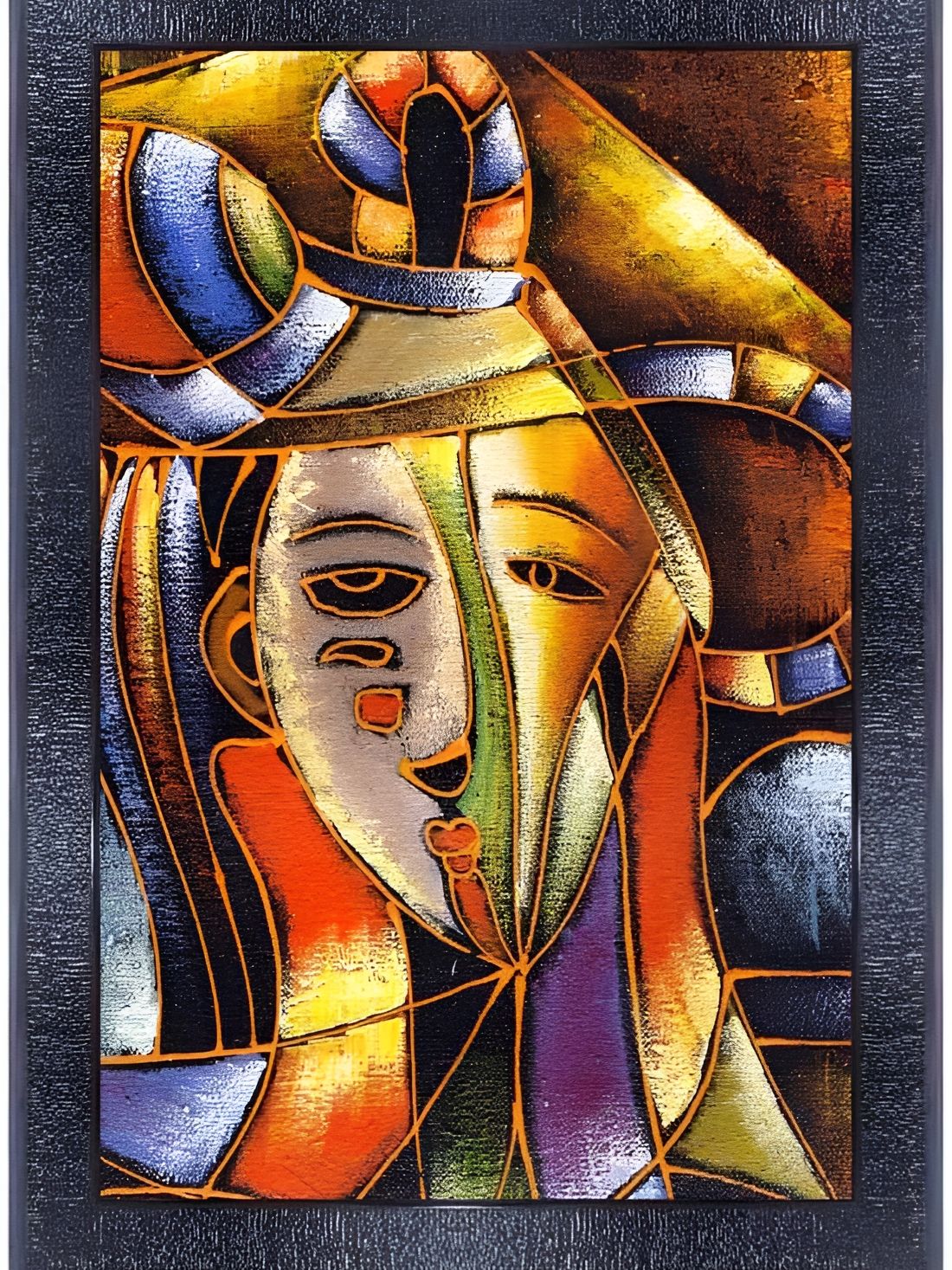 PnF Black & Orange Wooden Abstract Wall Painting-picture-35