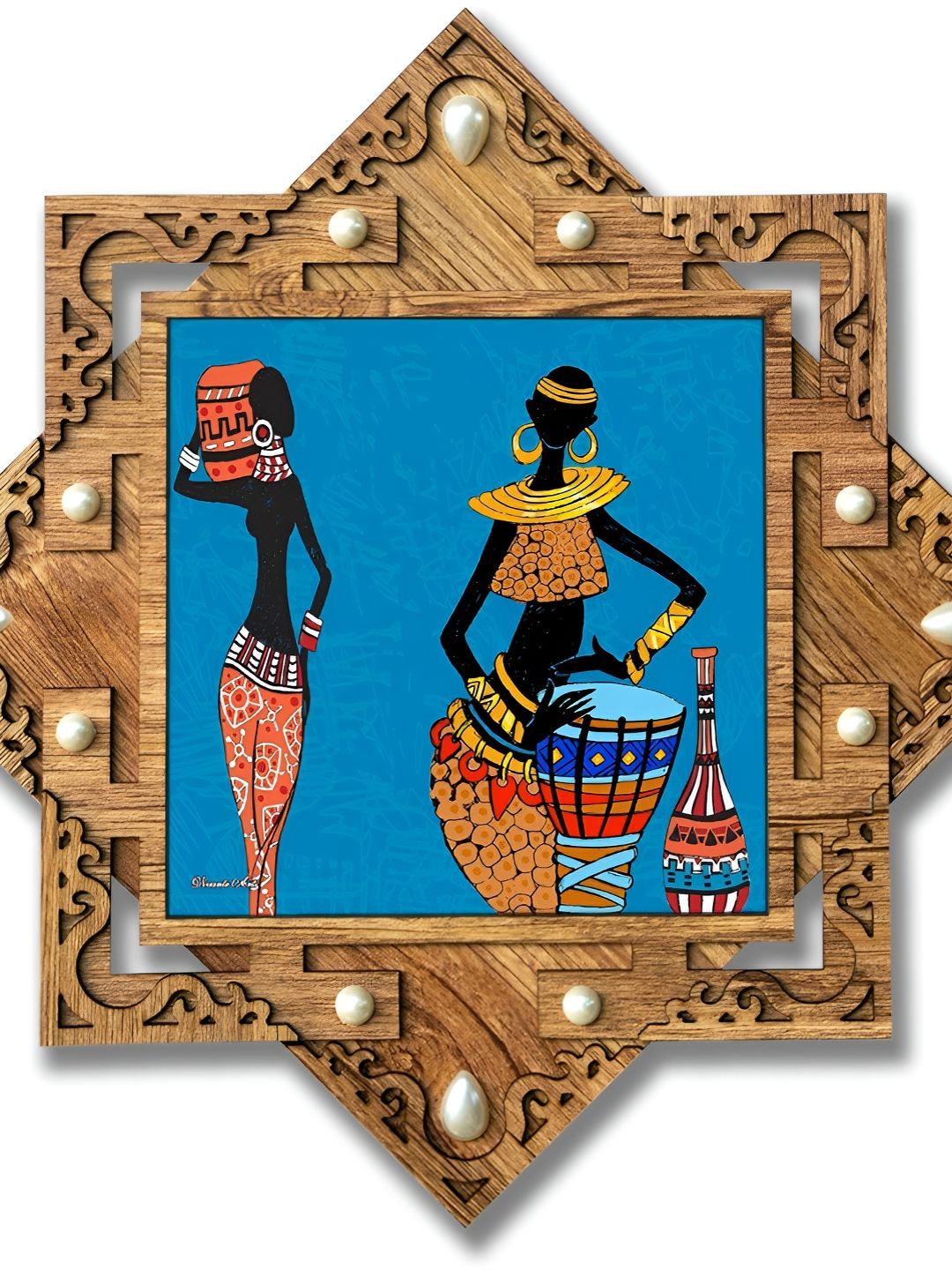 PnF Brown & Blue Wooden Abstract Painting Wall Art-picture-20