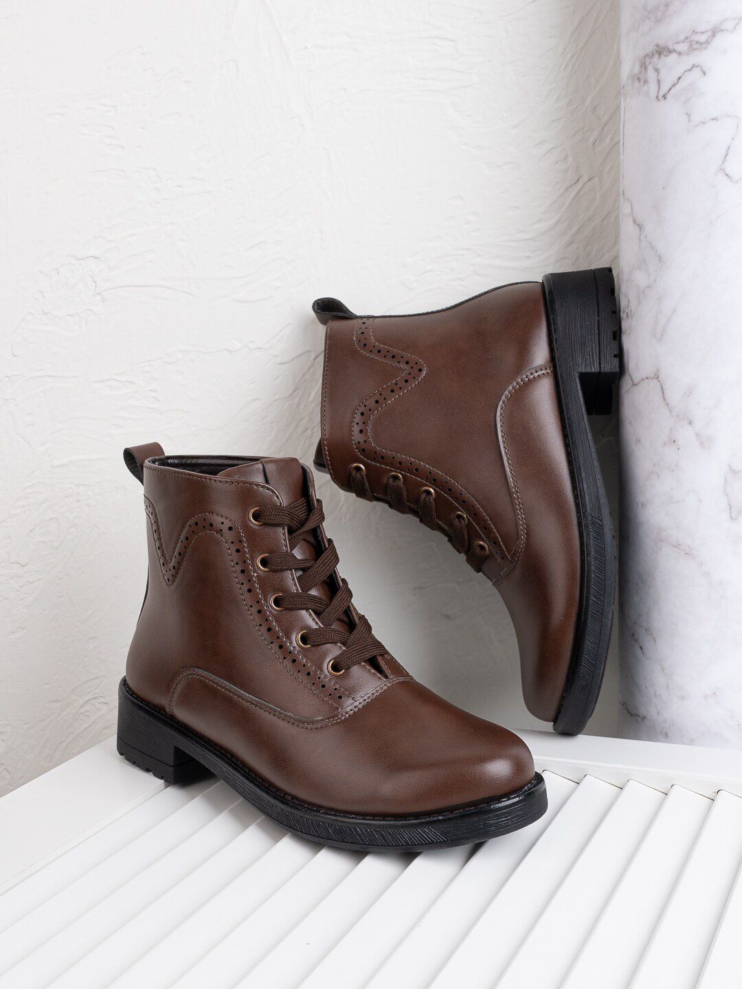 The Roadster Lifestyle Co. Women Brown Textured Heeled Boots-picture-13
