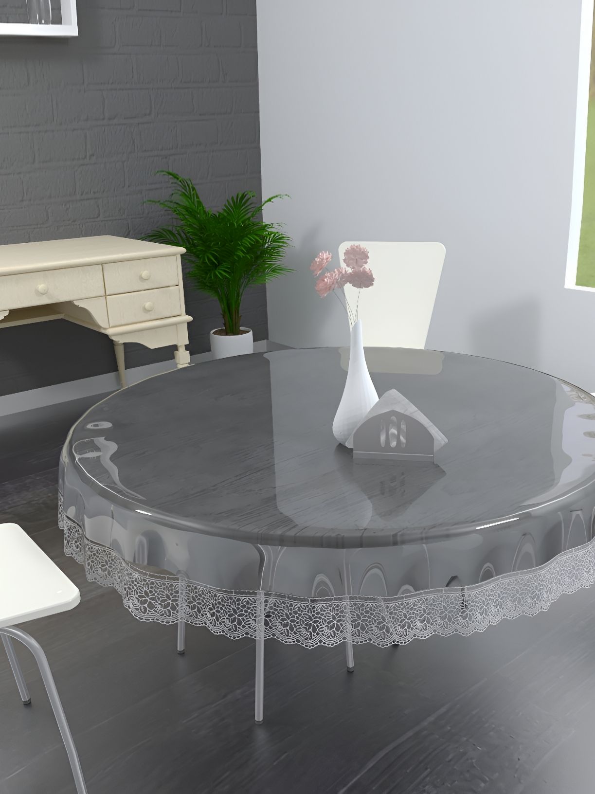 MONKDECOR Transparent 4 Seater Round Waterproof Table Cover-picture-27