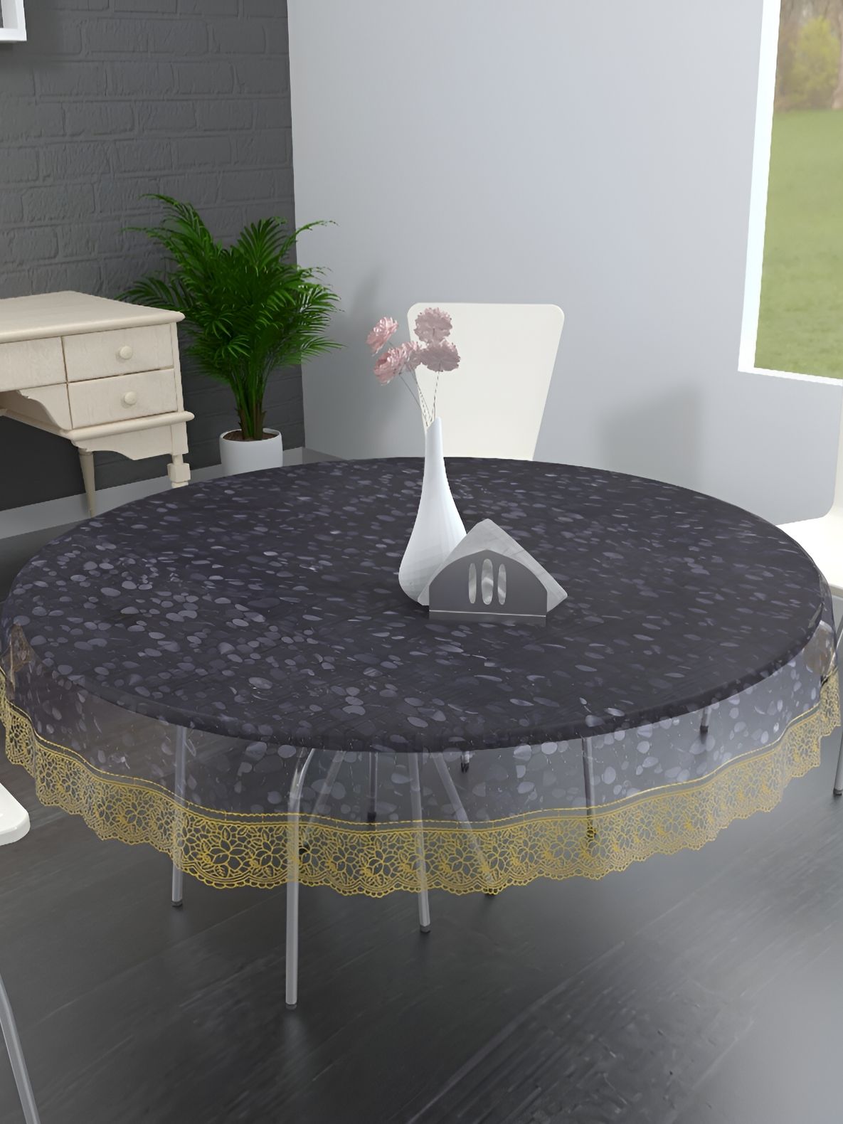 MONKDECOR Transparent 4 Seater Round Waterproof Table Cover-picture-17