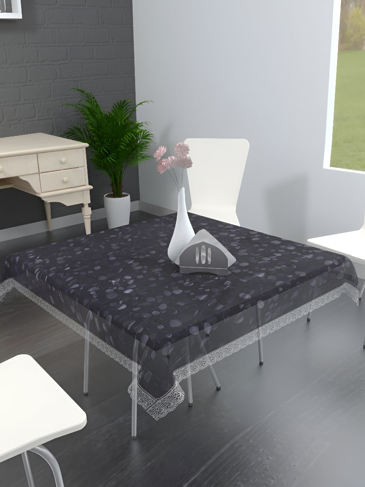 MONKDECOR Transparent Waterproof 4 Seater Square Shaped Table Cover-picture-37