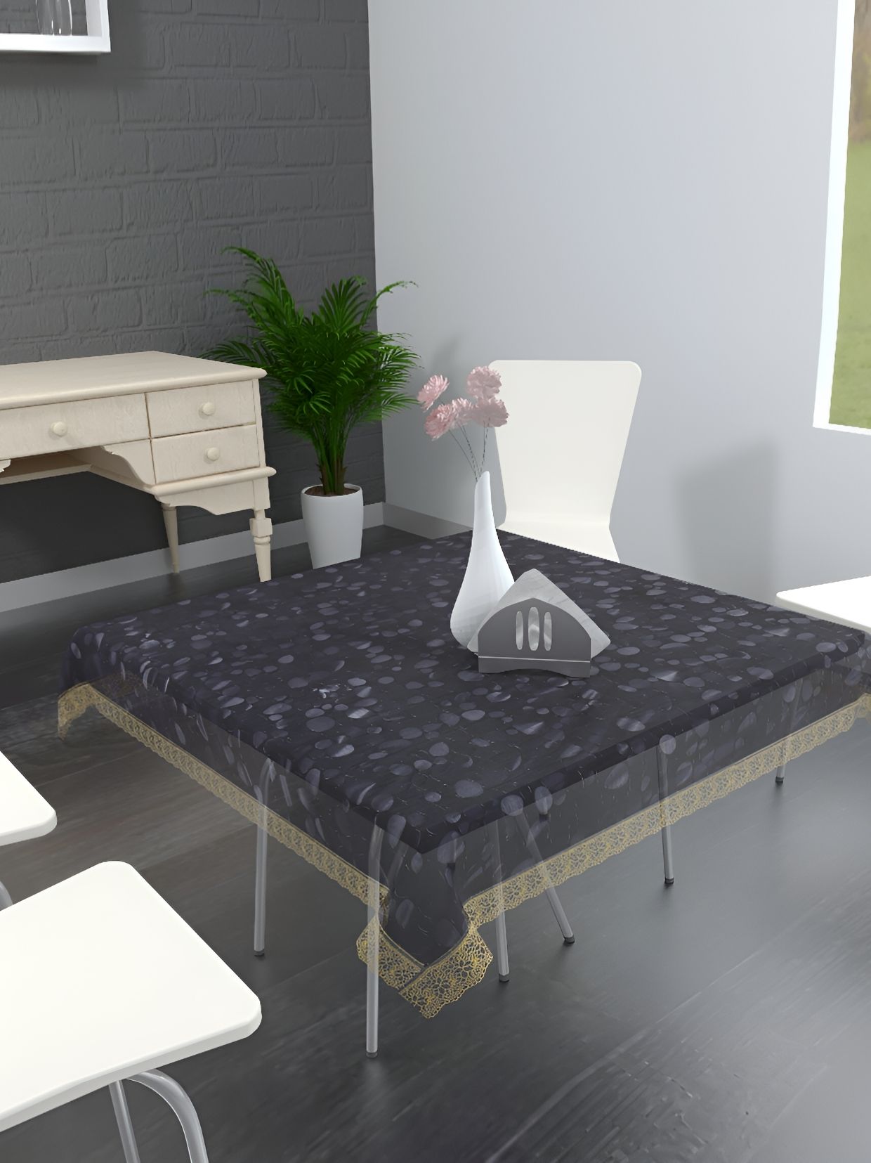 MONKDECOR Transparent Waterproof 4 Seater Square Shaped Table Cover-picture-10