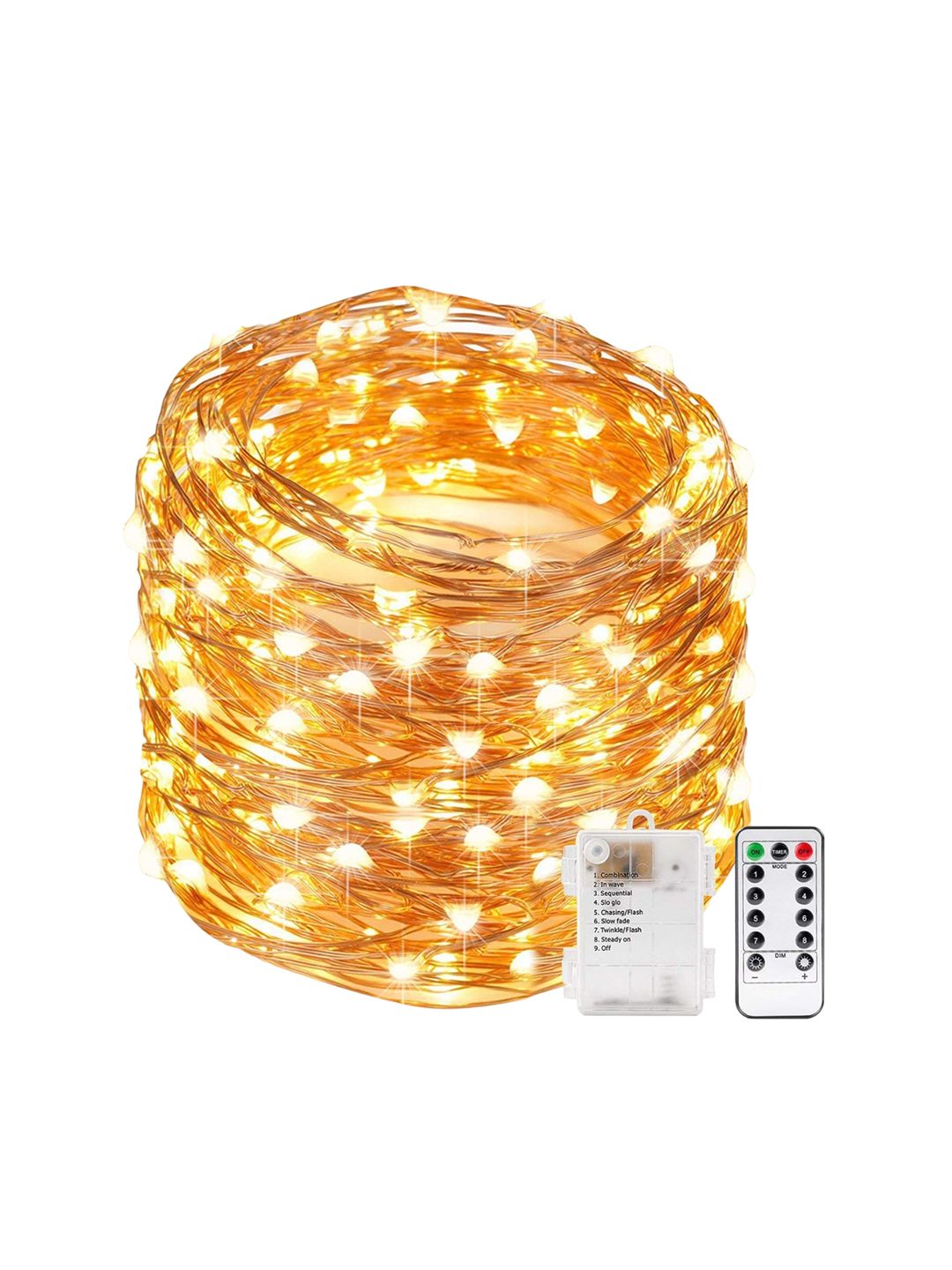 XERGY Yellow 100 LED Battery Box String Lights With Remote-picture-12