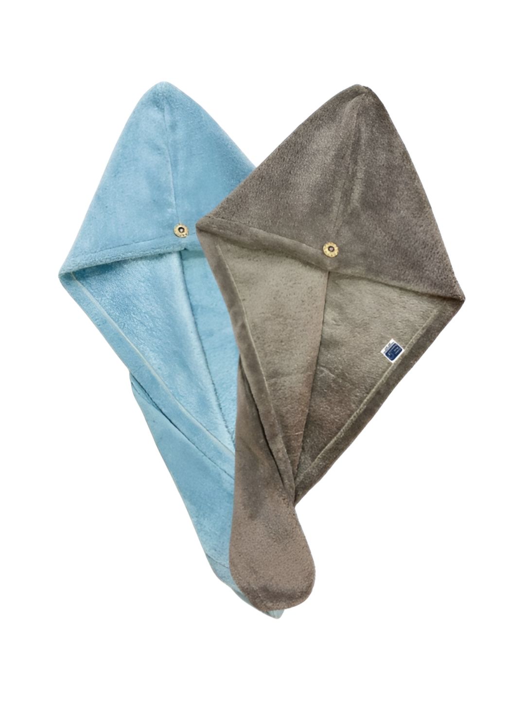 Cotton Bolls Textiles Blue & Grey 2Pcs Super Absorbant    Microfiber 300 GSM Hair Towels-picture-32