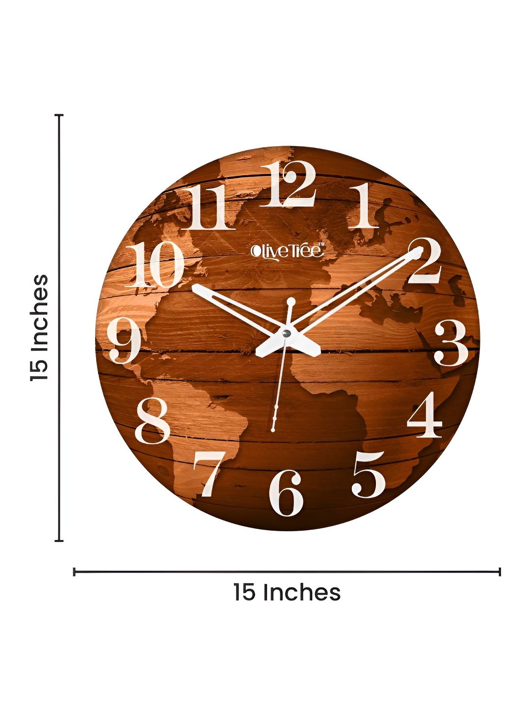 OLIVE TREE White & Brown Printed Contemporary Wooden Analogue Wall Clock-image-43
