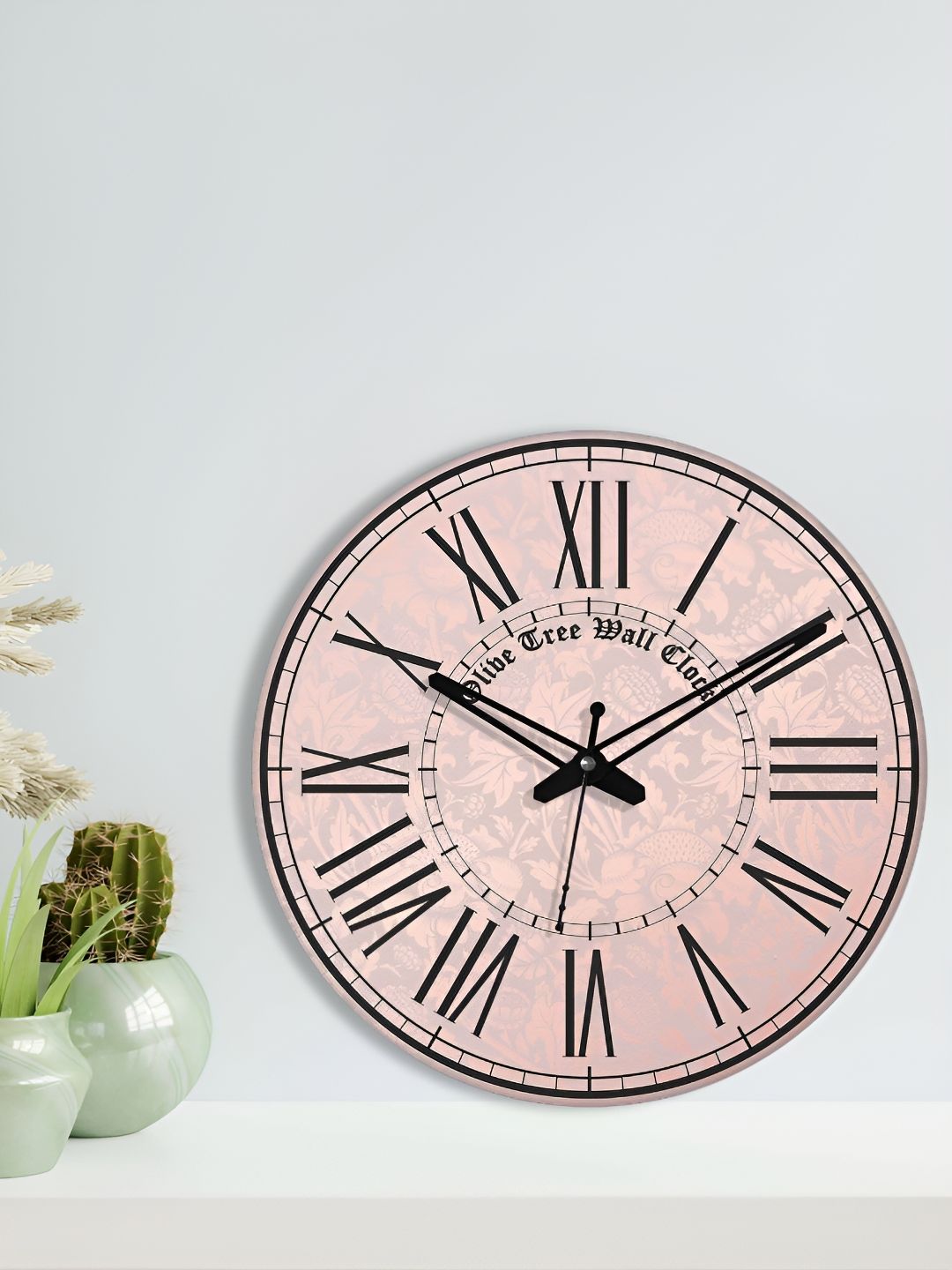 OLIVE TREE Pink & Black Printed Contemporary Wooden Analogue Wall Clock-image-46