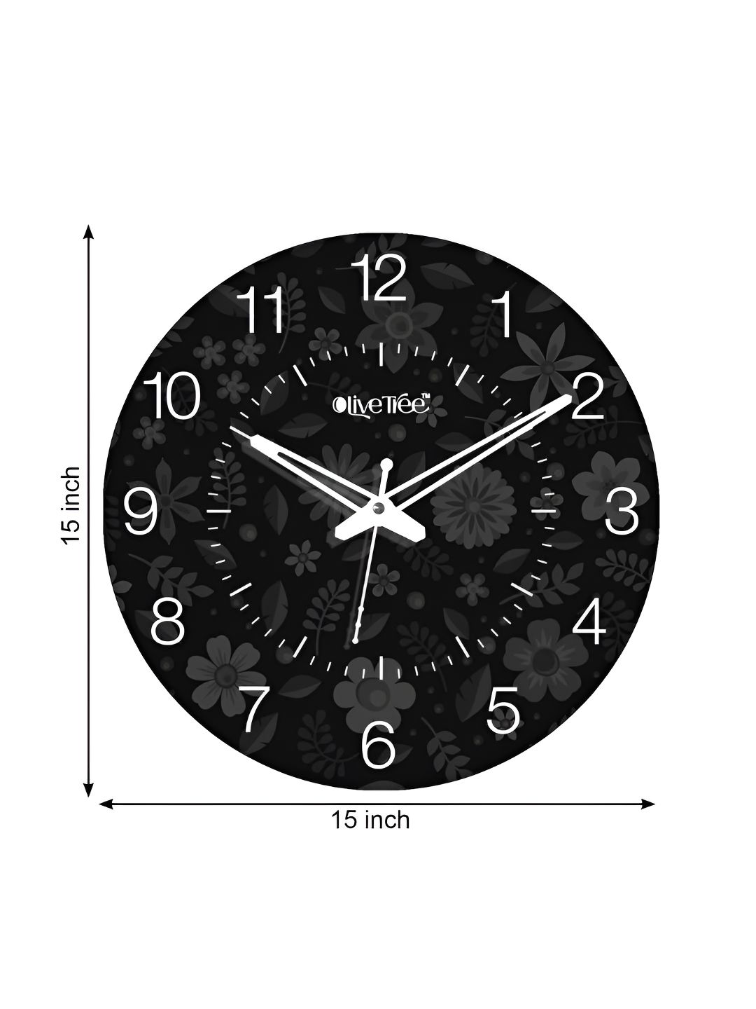 OLIVE TREE Black & White Printed Contemporary Analogue Wooden Wall Clock-picture-13