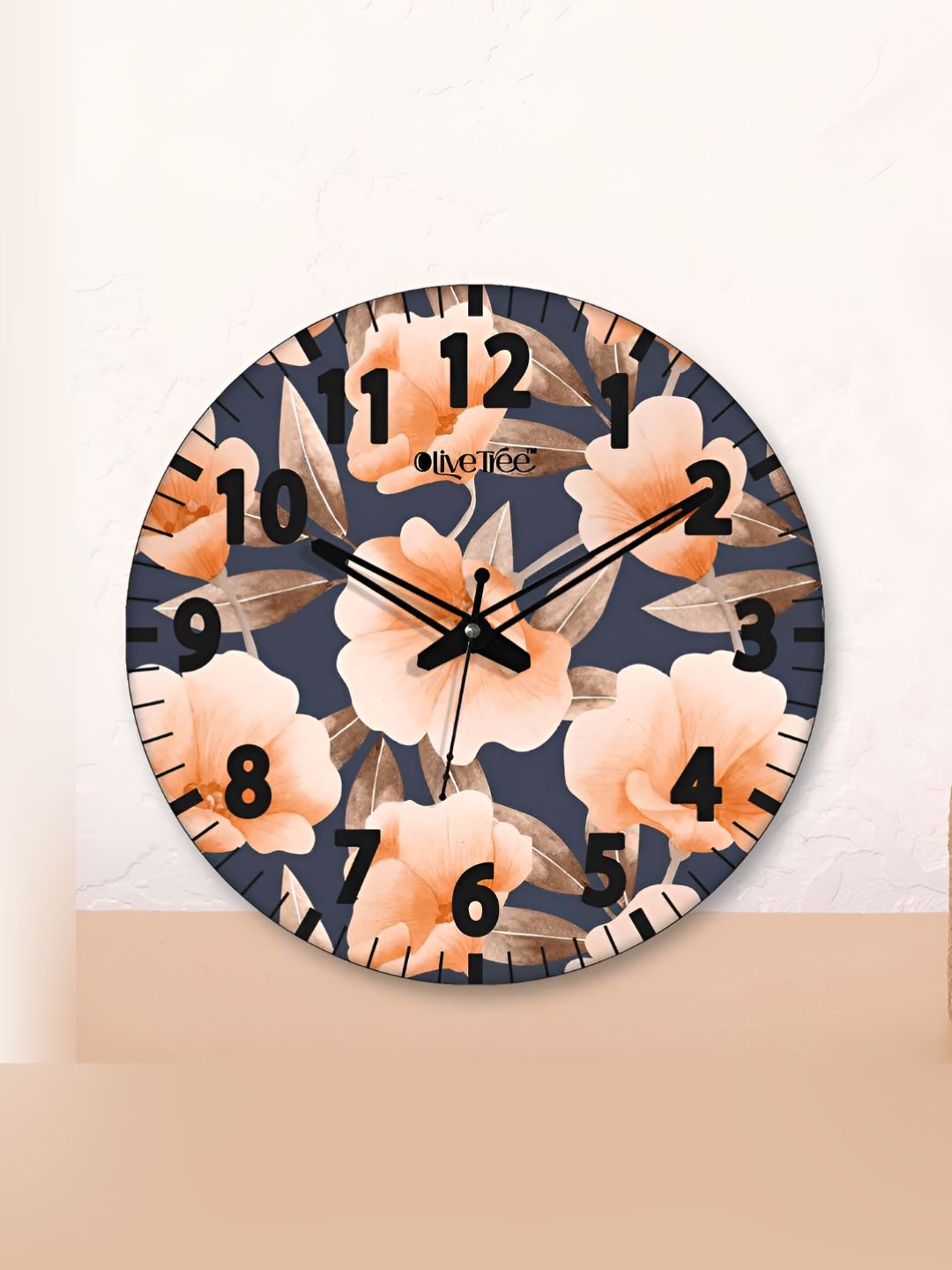 OLIVE TREE Blue & Orange Printed Analogue Contemporary Wall Clock-picture-35