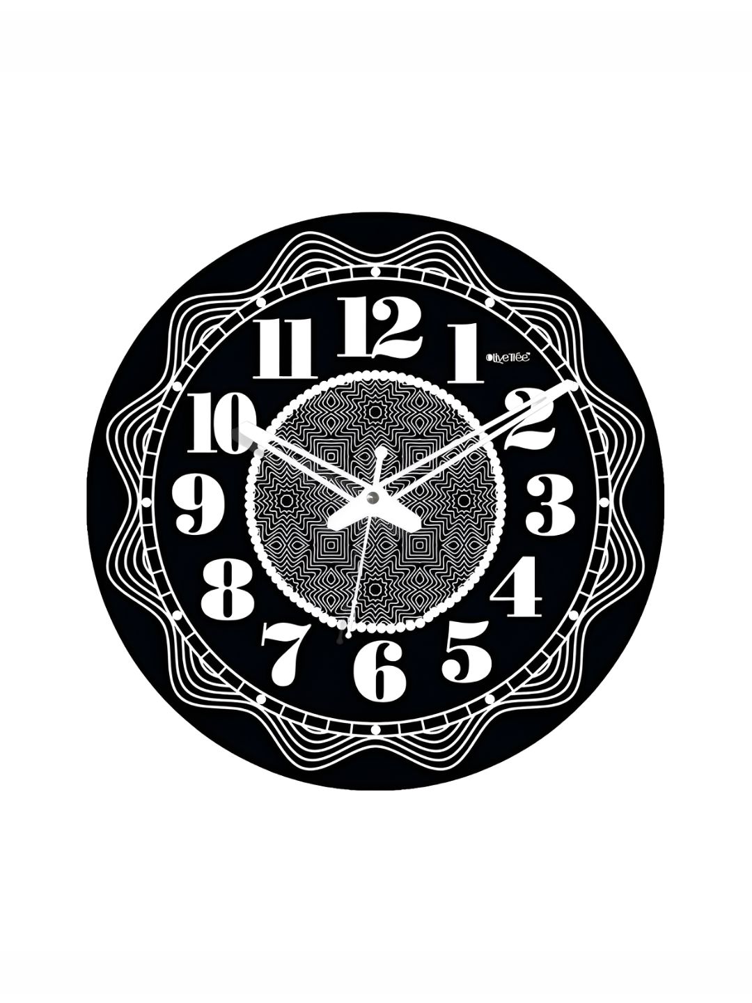 OLIVE TREE Black & White Printed Analogue Contemporary Wall Clock-picture-11
