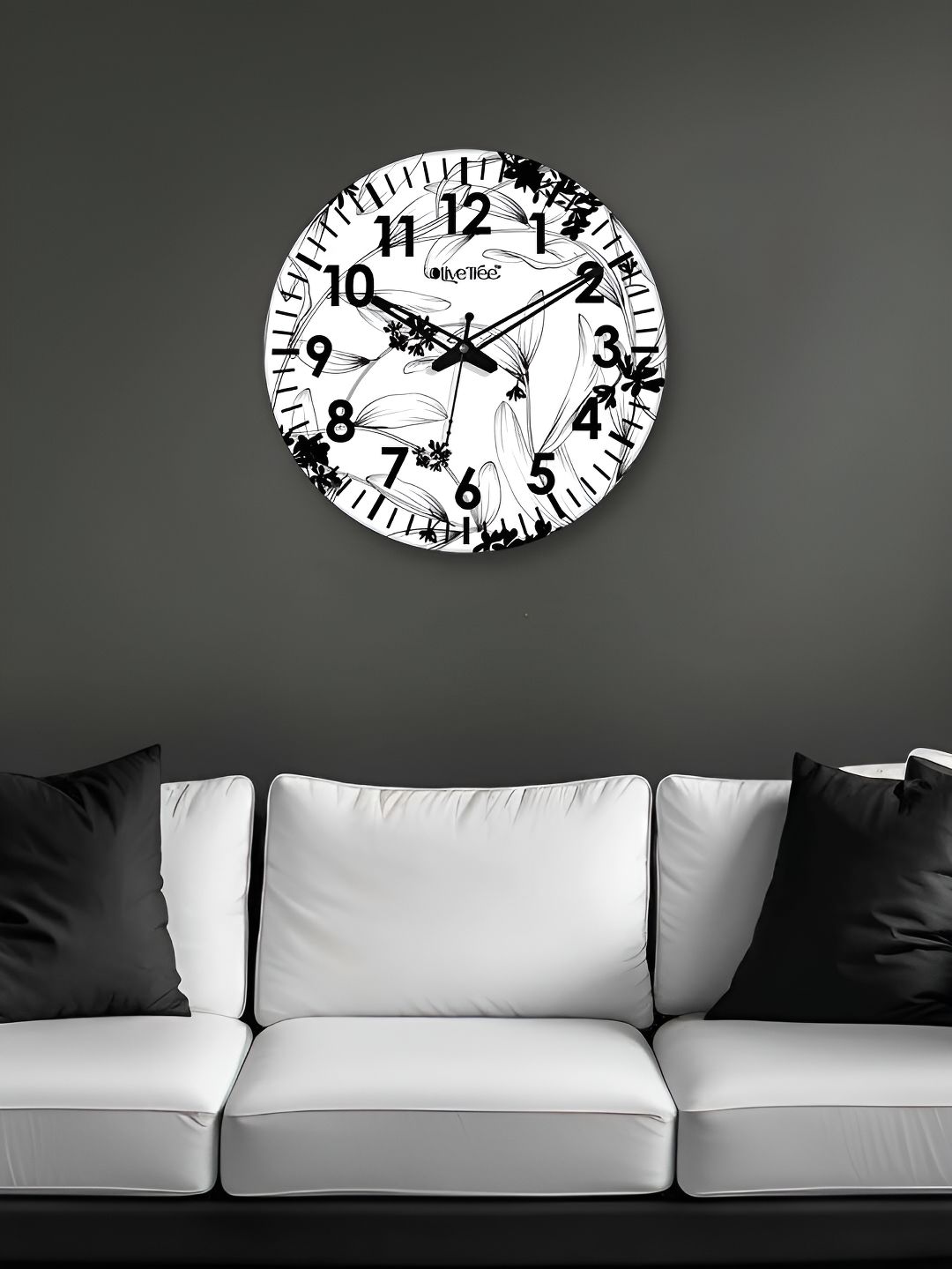 OLIVE TREE White & Black Printed Analogue Contemporary Wall Clock-picture-7