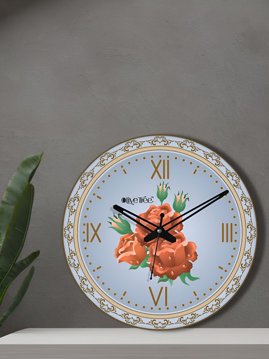 OLIVE TREE Blue & Orange Printed Analogue Contemporary Wall Clock-picture-33