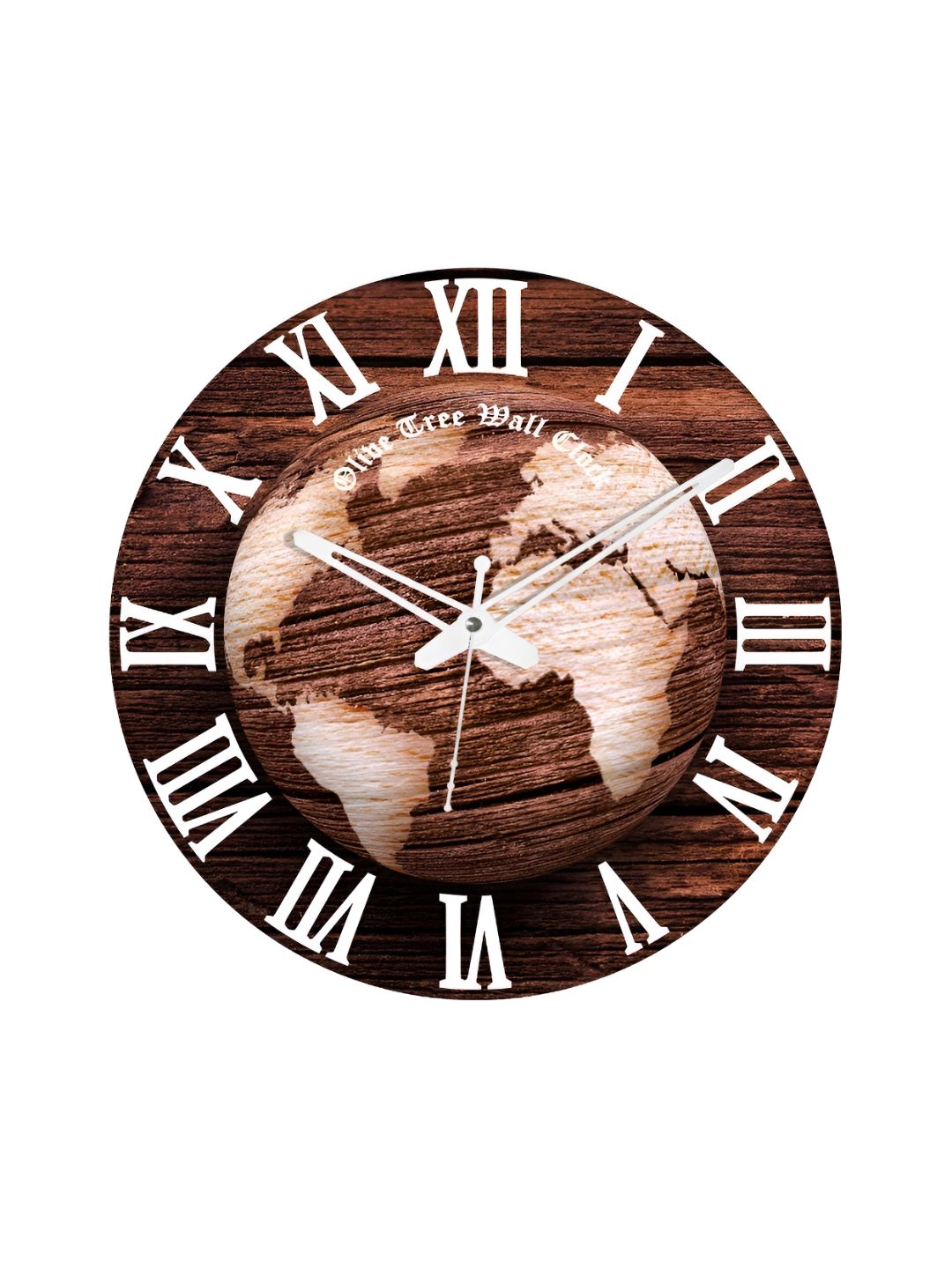 OLIVE TREE Brown & White Printed Analogue Contemporary Wall Clock-picture-43