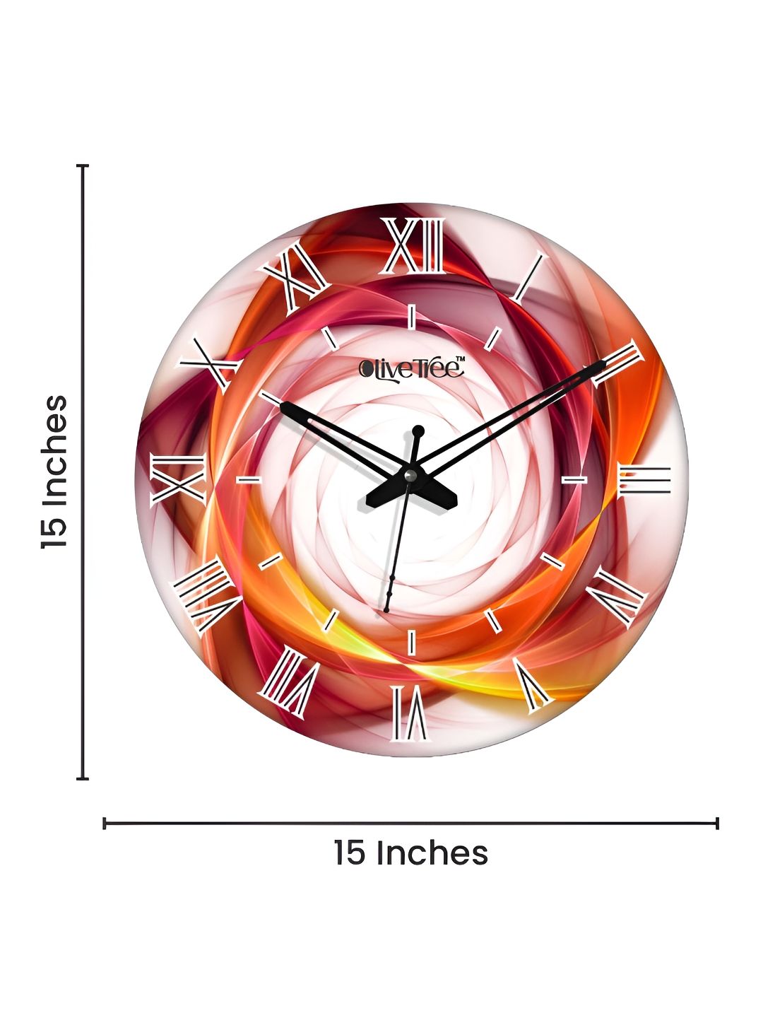 OLIVE TREE Red & White Printed Round Contemporary Wall Clock-picture-34