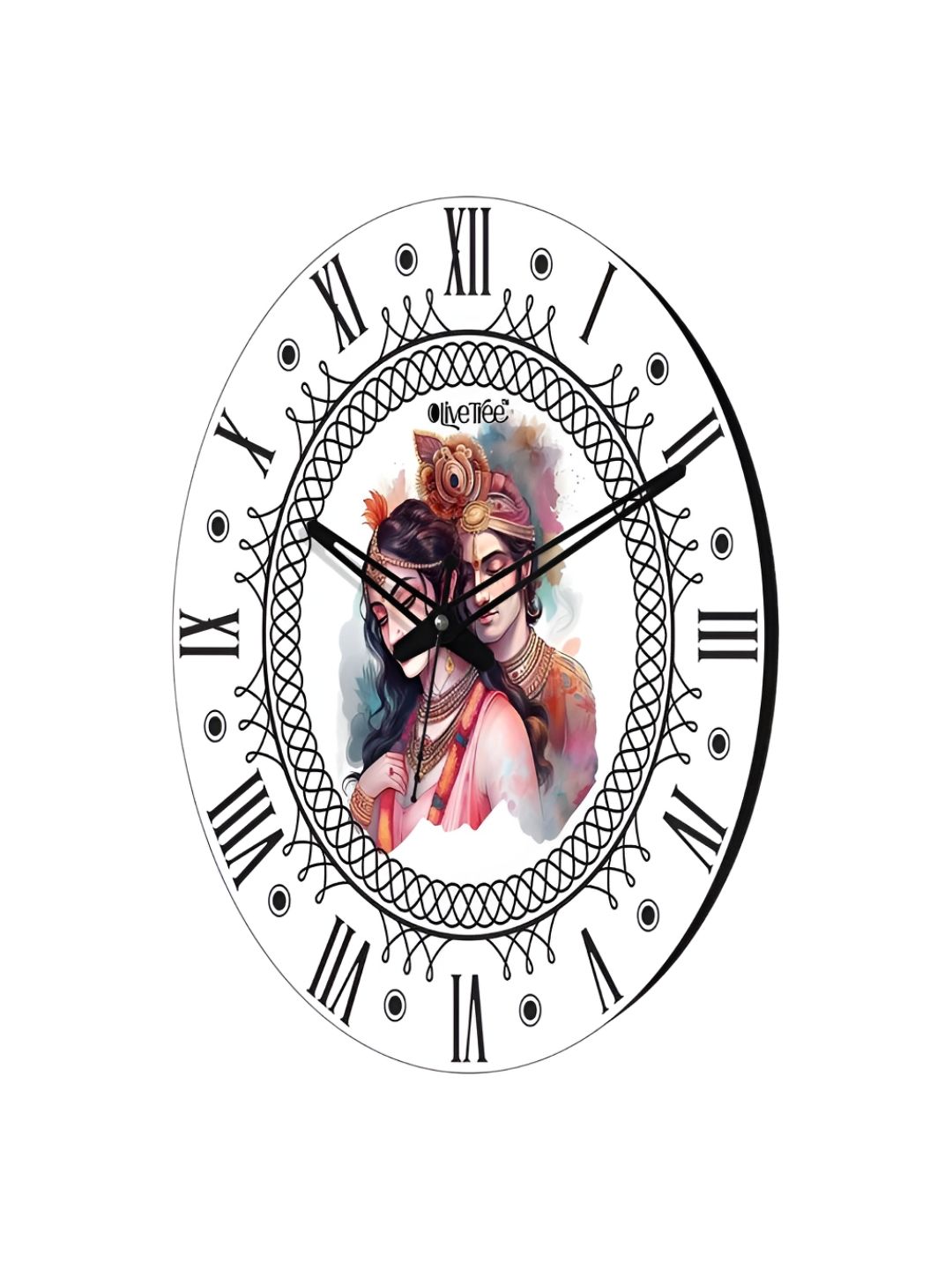 OLIVE TREE White & Black Printed Round Contemporary Wall Clock-picture-29