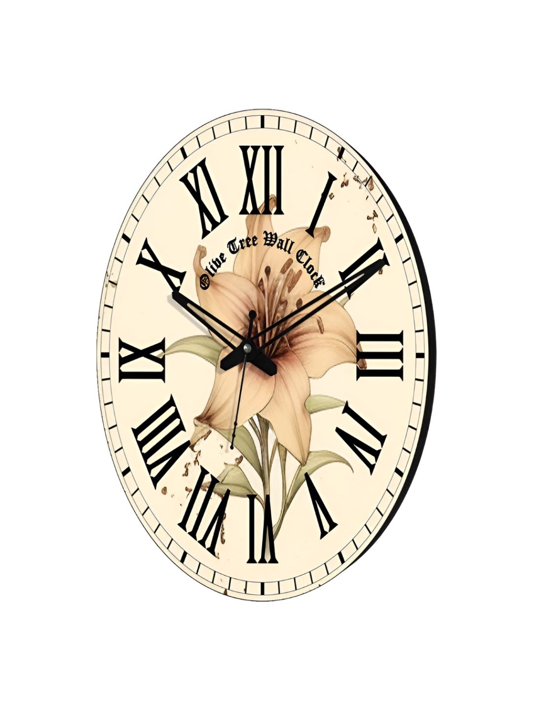 OLIVE TREE Cream-Coloured & Orange Printed Round Contemporary Wall Clock-picture-11