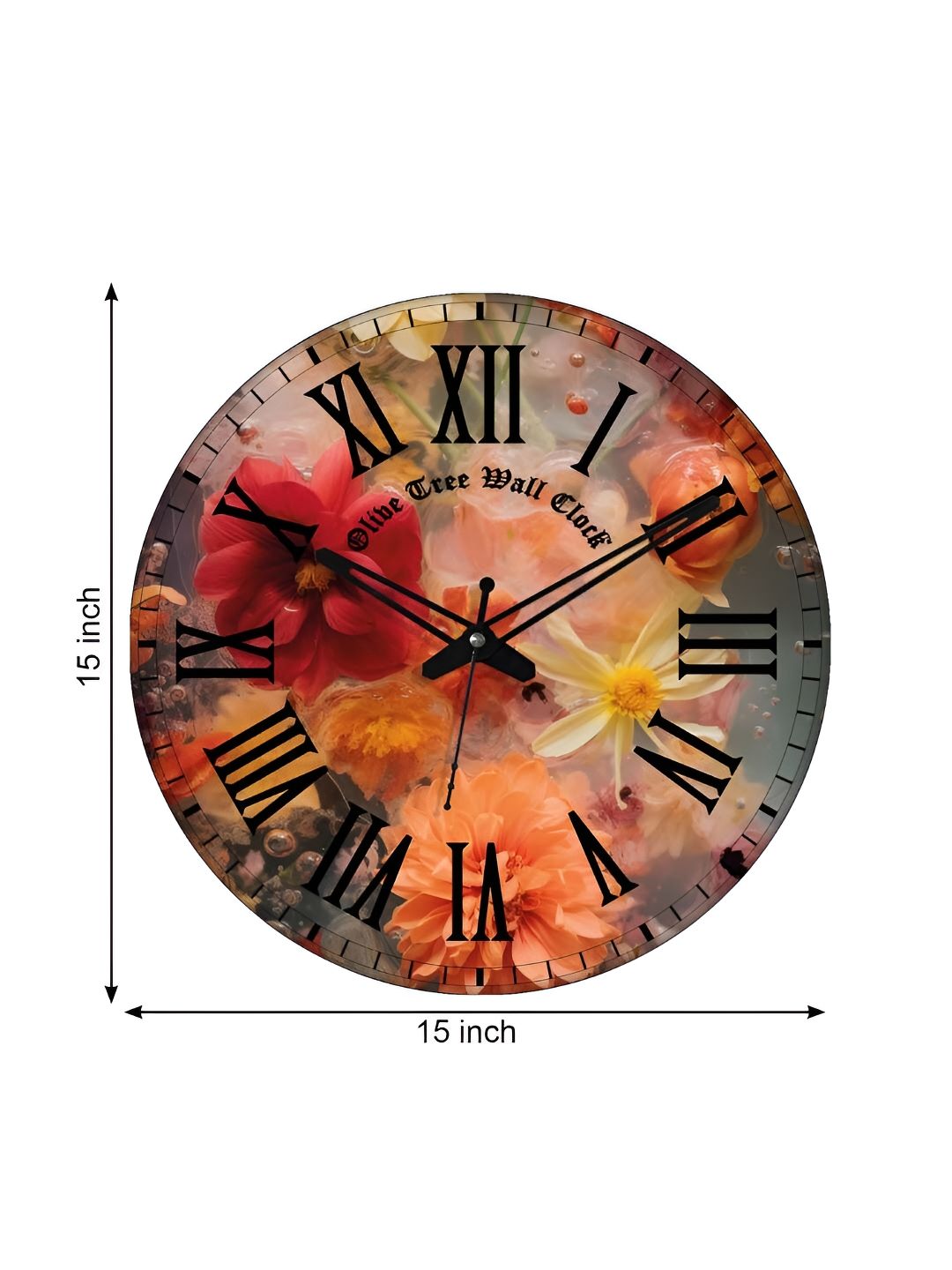 OLIVE TREE Grey & Orange Printed Round Contemporary Wall Clock-picture-14